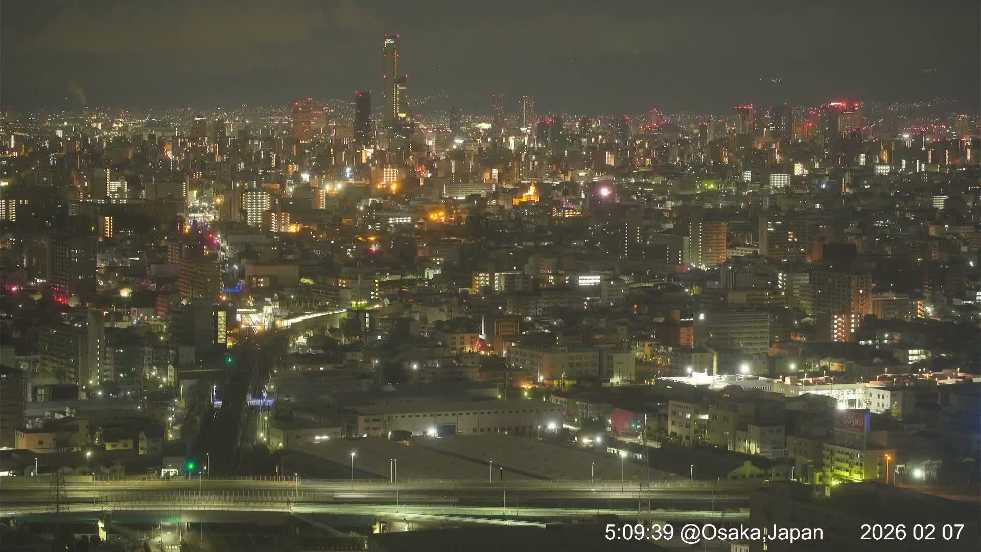 Osaka City Panaromic View from Yao Skyline towards Northeast Live Cam -Ryugecho, Yao, Osaka, Kansai, Honshu, Japan