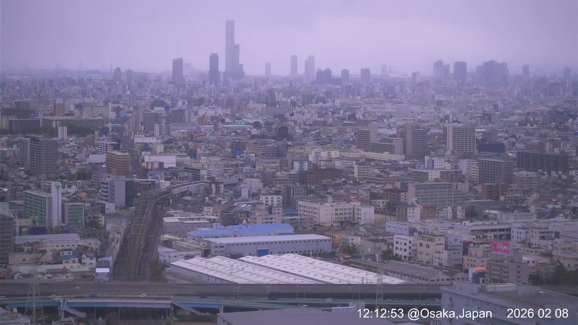 Osaka City Panaromic View from Yao Skyline towards Northeast Live Cam -Ryugecho, Yao, Osaka, Kansai, Honshu, Japan