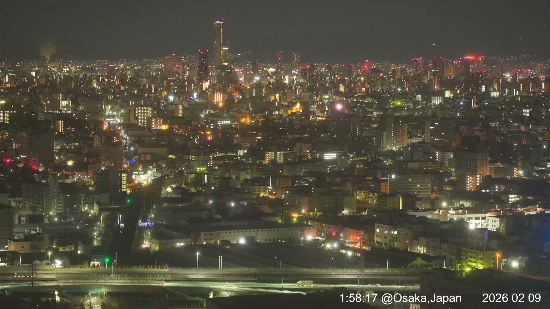 Osaka City Panaromic View from Yao Skyline towards Northeast Live Cam -Ryugecho, Yao, Osaka, Kansai, Honshu, Japan