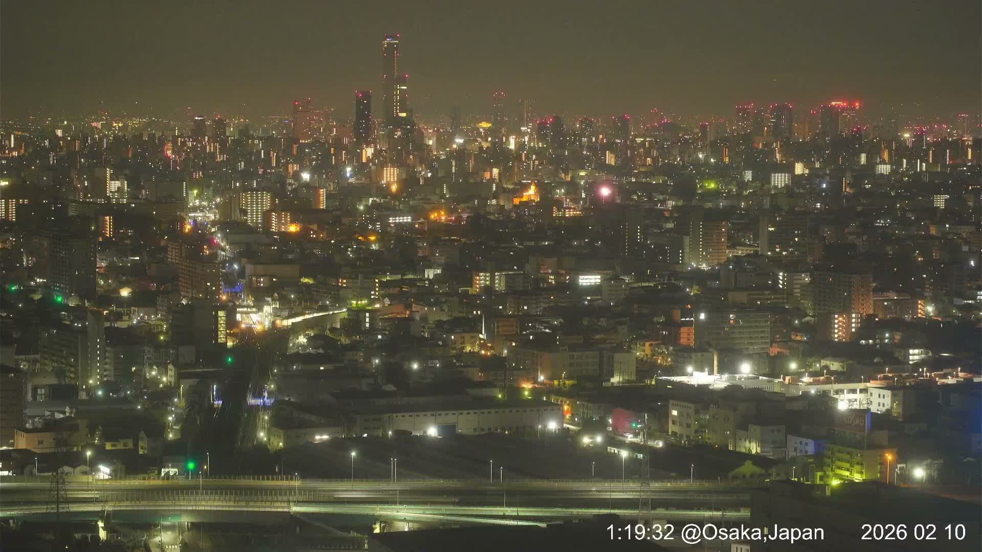 Osaka City Panaromic View from Yao Skyline towards Northeast Live Cam -Ryugecho, Yao, Osaka, Kansai, Honshu, Japan