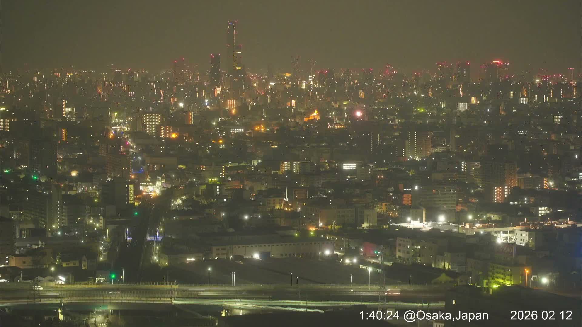 Osaka City Panaromic View from Yao Skyline towards Northeast Live Cam -Ryugecho, Yao, Osaka, Kansai, Honshu, Japan