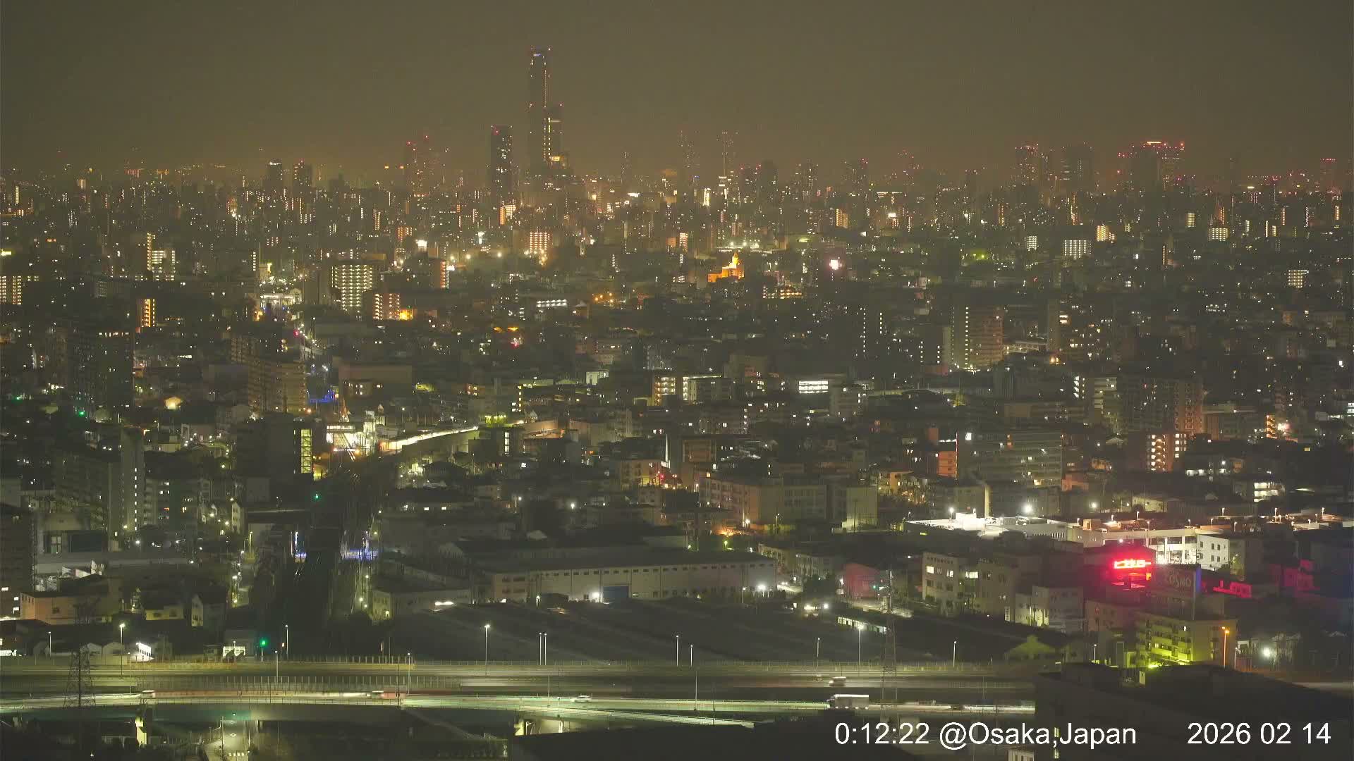 Osaka City Panaromic View from Yao Skyline towards Northeast Live Cam -Ryugecho, Yao, Osaka, Kansai, Honshu, Japan