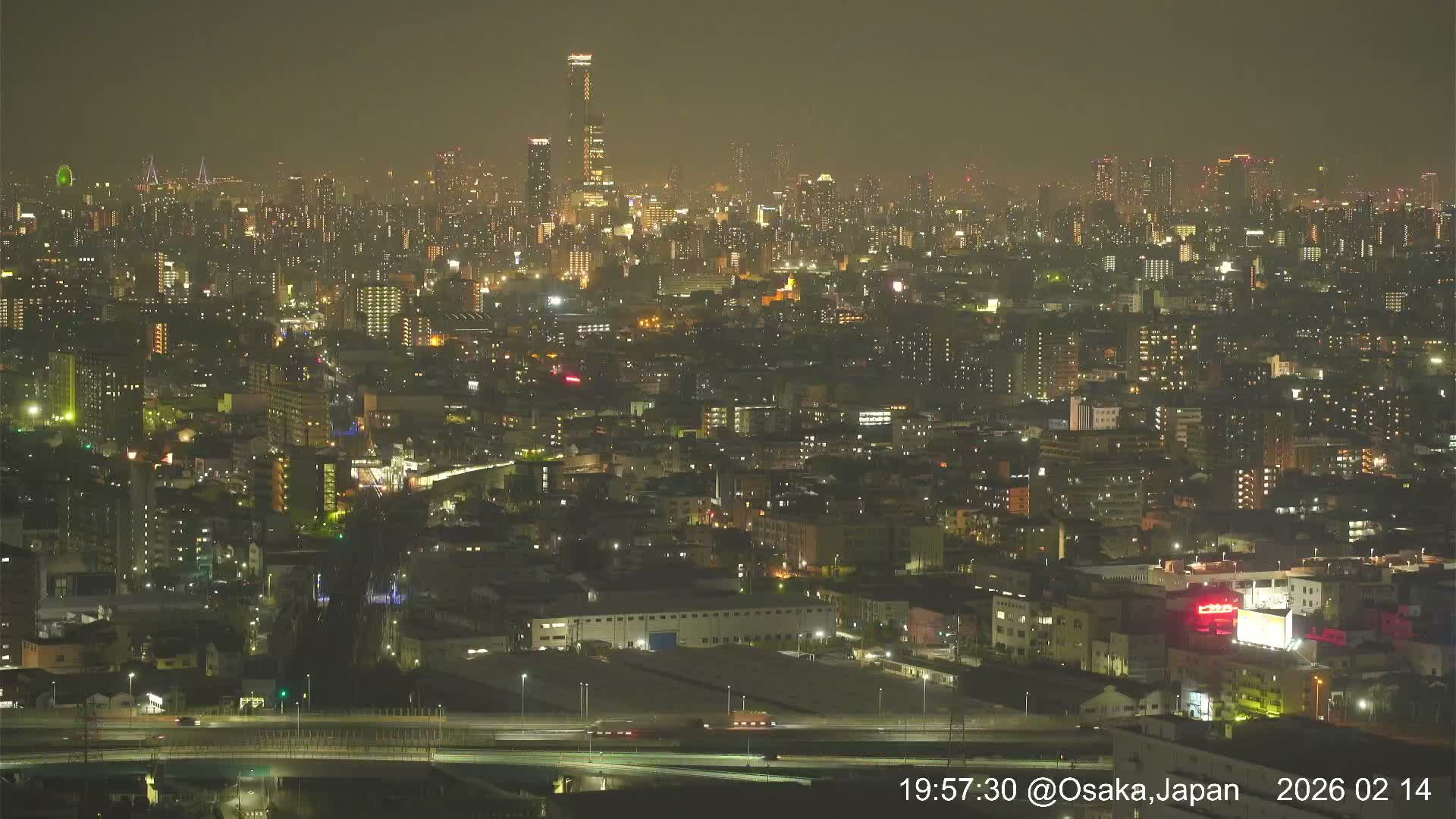 Osaka City Panaromic View from Yao Skyline towards Northeast Live Cam -Ryugecho, Yao, Osaka, Kansai, Honshu, Japan
