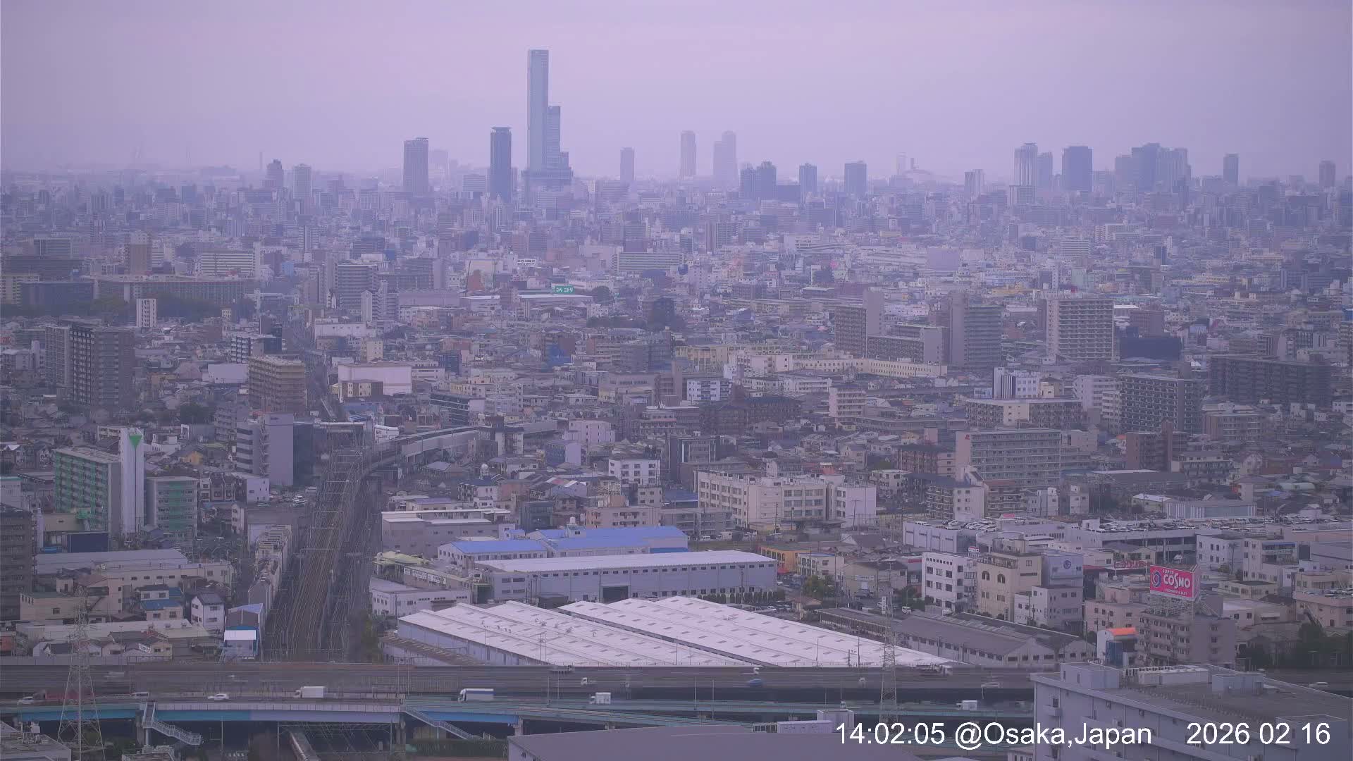 Osaka City Panaromic View from Yao Skyline towards Northeast Live Cam -Ryugecho, Yao, Osaka, Kansai, Honshu, Japan