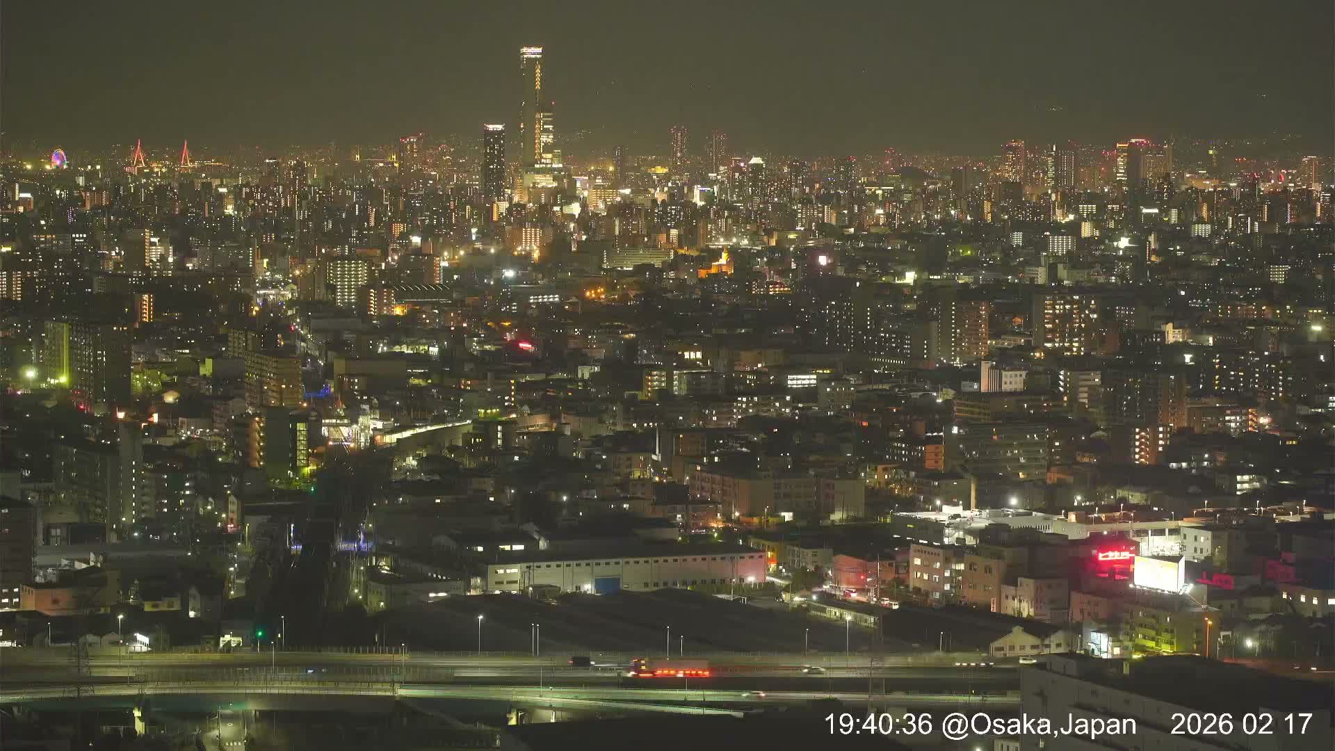 Osaka City Panaromic View from Yao Skyline towards Northeast Live Cam -Ryugecho, Yao, Osaka, Kansai, Honshu, Japan