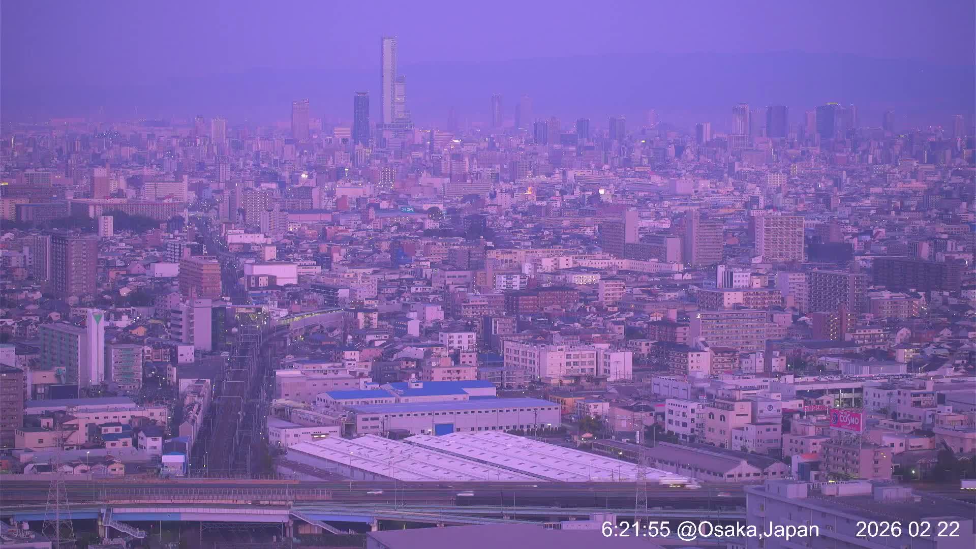 Osaka City Panaromic View from Yao Skyline towards Northeast Live Cam -Ryugecho, Yao, Osaka, Kansai, Honshu, Japan