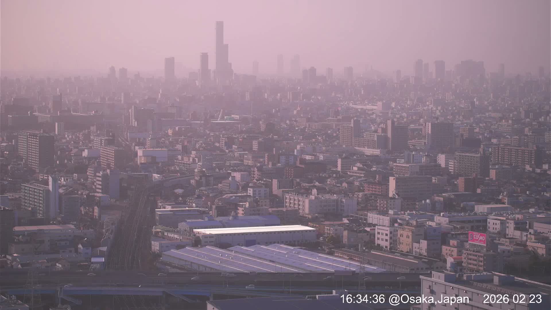 Osaka City Panaromic View from Yao Skyline towards Northeast Live Cam -Ryugecho, Yao, Osaka, Kansai, Honshu, Japan