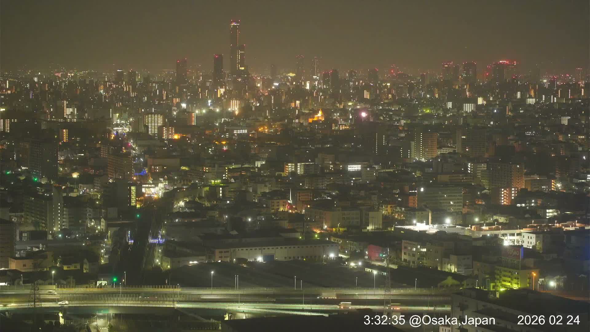 Osaka City Panaromic View from Yao Skyline towards Northeast Live Cam -Ryugecho, Yao, Osaka, Kansai, Honshu, Japan