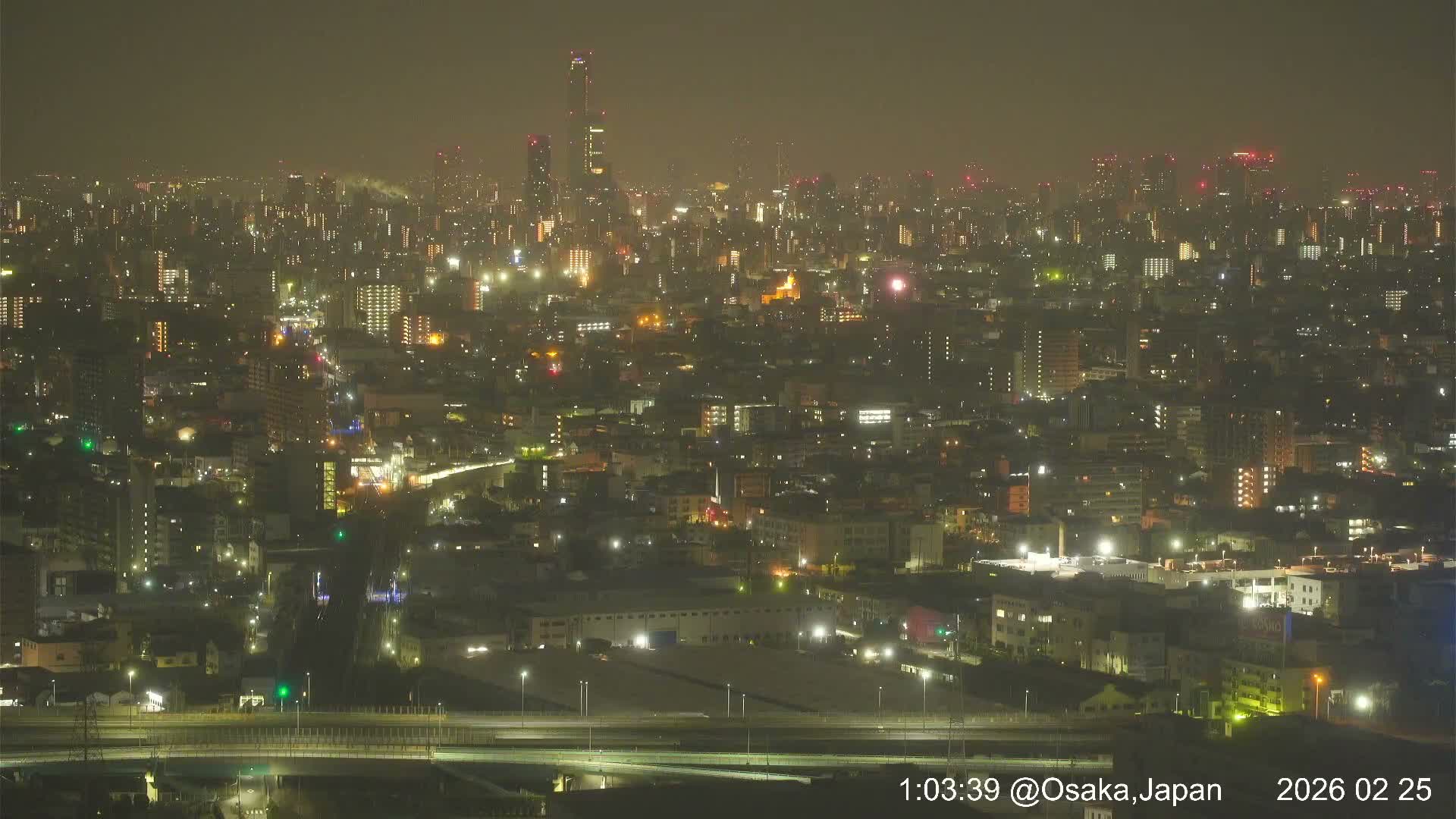 Osaka City Panaromic View from Yao Skyline towards Northeast Live Cam -Ryugecho, Yao, Osaka, Kansai, Honshu, Japan