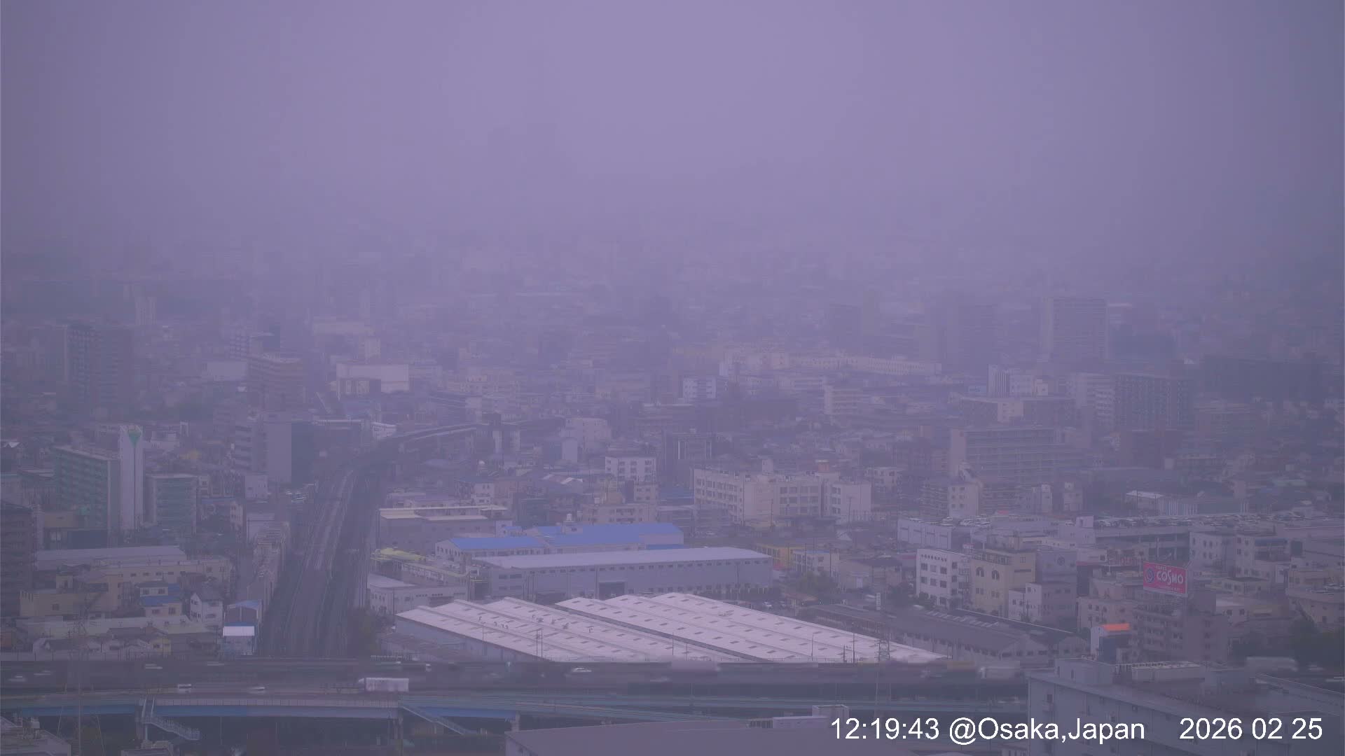 Osaka City Panaromic View from Yao Skyline towards Northeast Live Cam -Ryugecho, Yao, Osaka, Kansai, Honshu, Japan