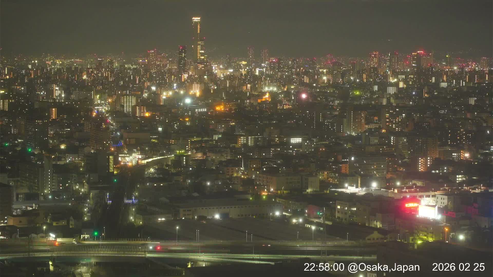Osaka City Panaromic View from Yao Skyline towards Northeast Live Cam -Ryugecho, Yao, Osaka, Kansai, Honshu, Japan