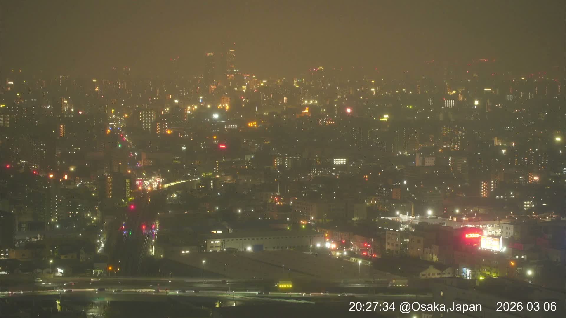 Osaka City Panaromic View from Yao Skyline towards Northeast Live Cam -Ryugecho, Yao, Osaka, Kansai, Honshu, Japan