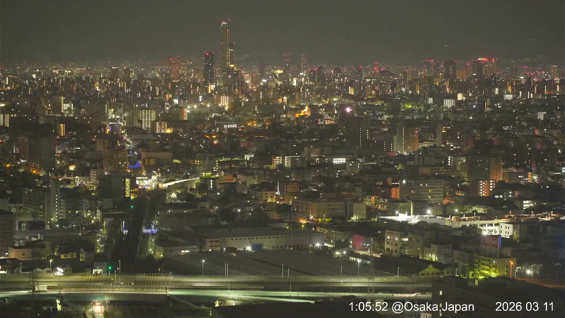 Osaka City Panaromic View from Yao Skyline towards Northeast Live Cam -Ryugecho, Yao, Osaka, Kansai, Honshu, Japan