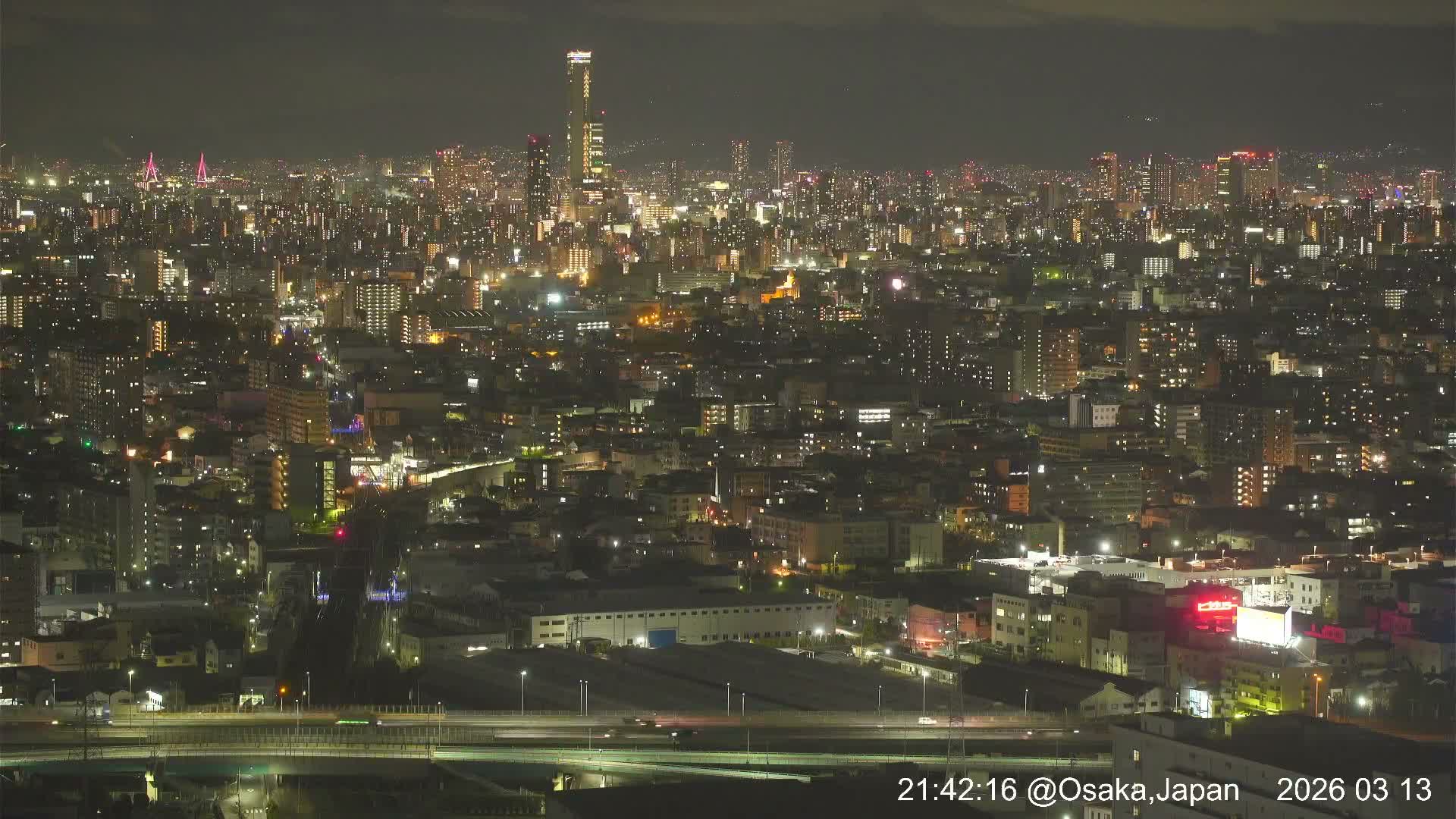 Osaka City Panaromic View from Yao Skyline towards Northeast Live Cam -Ryugecho, Yao, Osaka, Kansai, Honshu, Japan