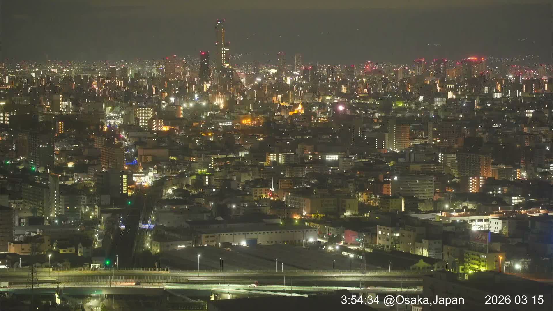 Osaka City Panaromic View from Yao Skyline towards Northeast Live Cam -Ryugecho, Yao, Osaka, Kansai, Honshu, Japan