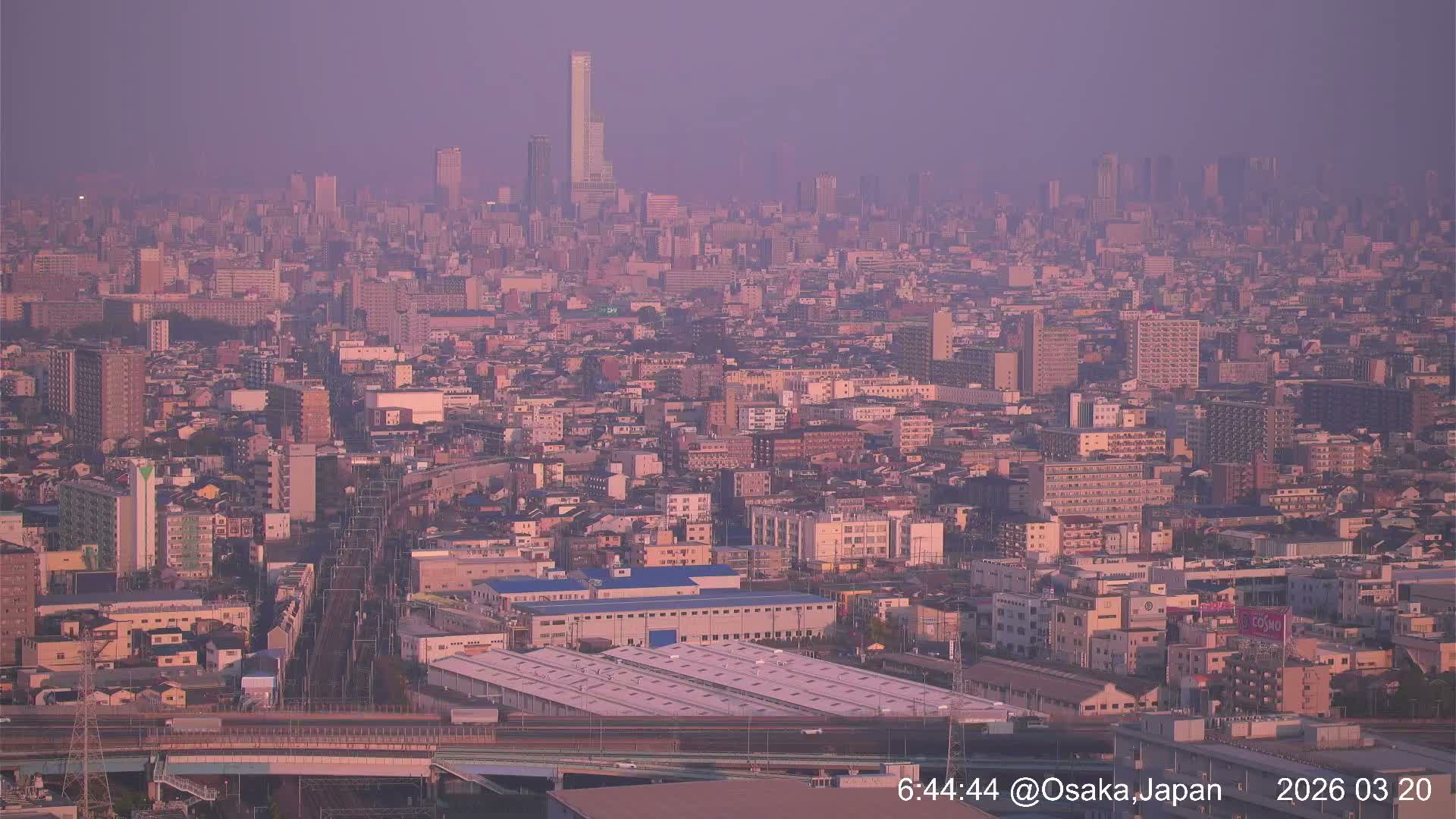 Osaka City Panaromic View from Yao Skyline towards Northeast Live Cam -Ryugecho, Yao, Osaka, Kansai, Honshu, Japan