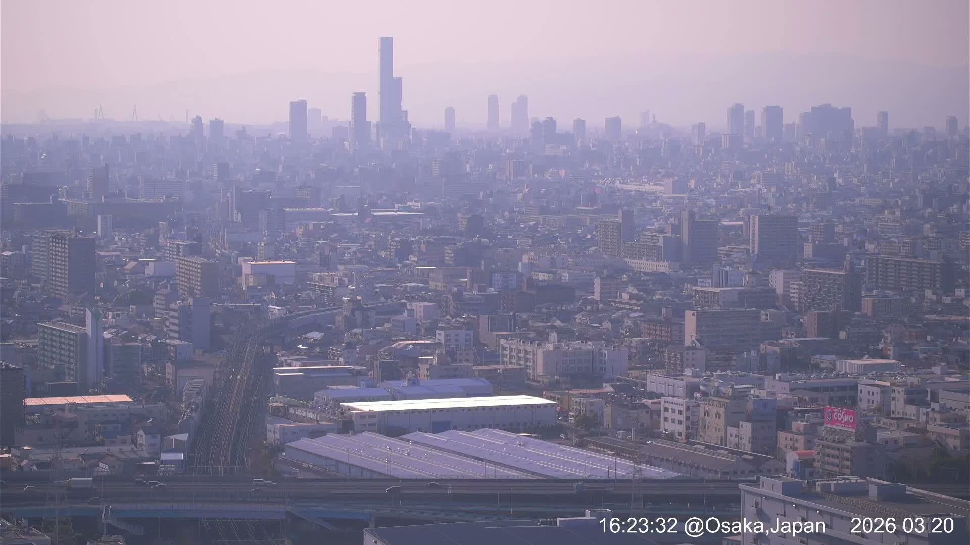 Osaka City Panaromic View from Yao Skyline towards Northeast Live Cam -Ryugecho, Yao, Osaka, Kansai, Honshu, Japan