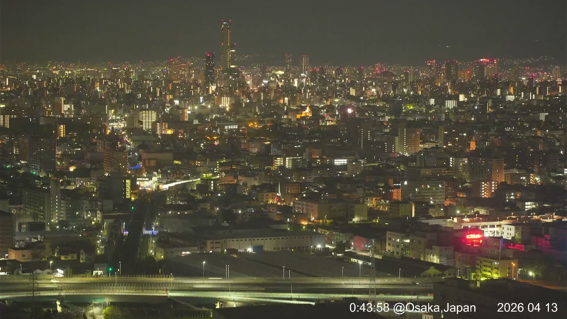 Osaka City Panaromic View from Yao Skyline towards Northeast Live Cam -Ryugecho, Yao, Osaka, Kansai, Honshu, Japan
