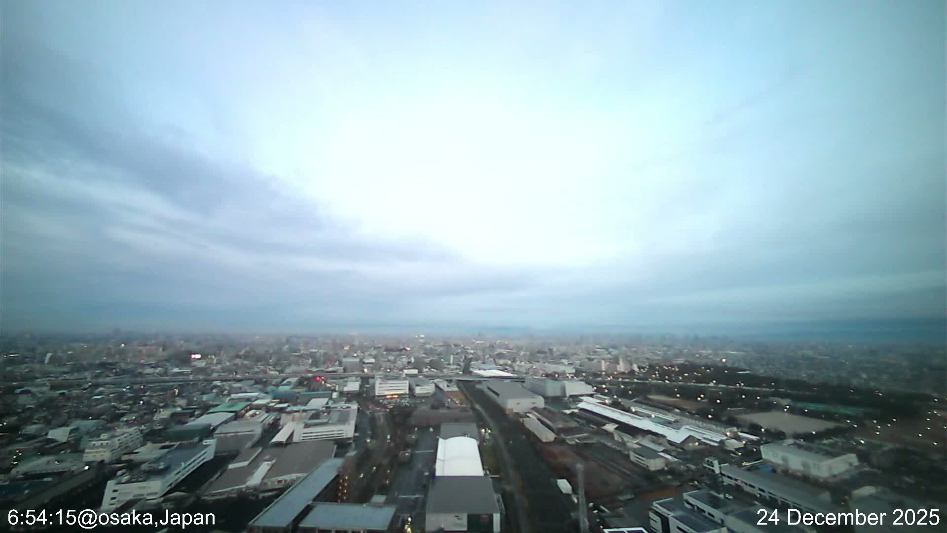 Osaka City Observation Panaromic Wide Angle ( 大阪市街地展望パノラマ広角 ) Live Cam -Ryugecho, Yao, Osaka, Kansai, Honshu, Japan
