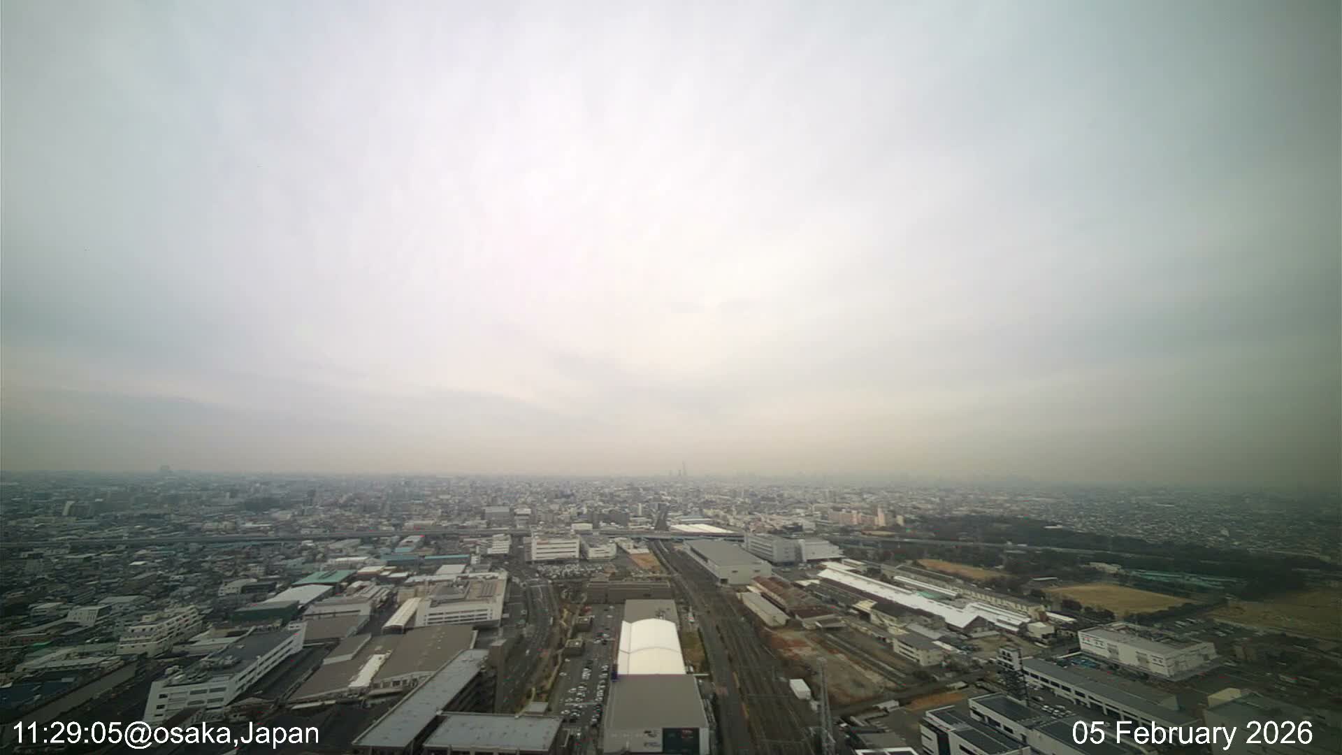 Osaka City Observation Panaromic Wide Angle ( 大阪市街地展望パノラマ広角 ) Live Cam -Ryugecho, Yao, Osaka, Kansai, Honshu, Japan