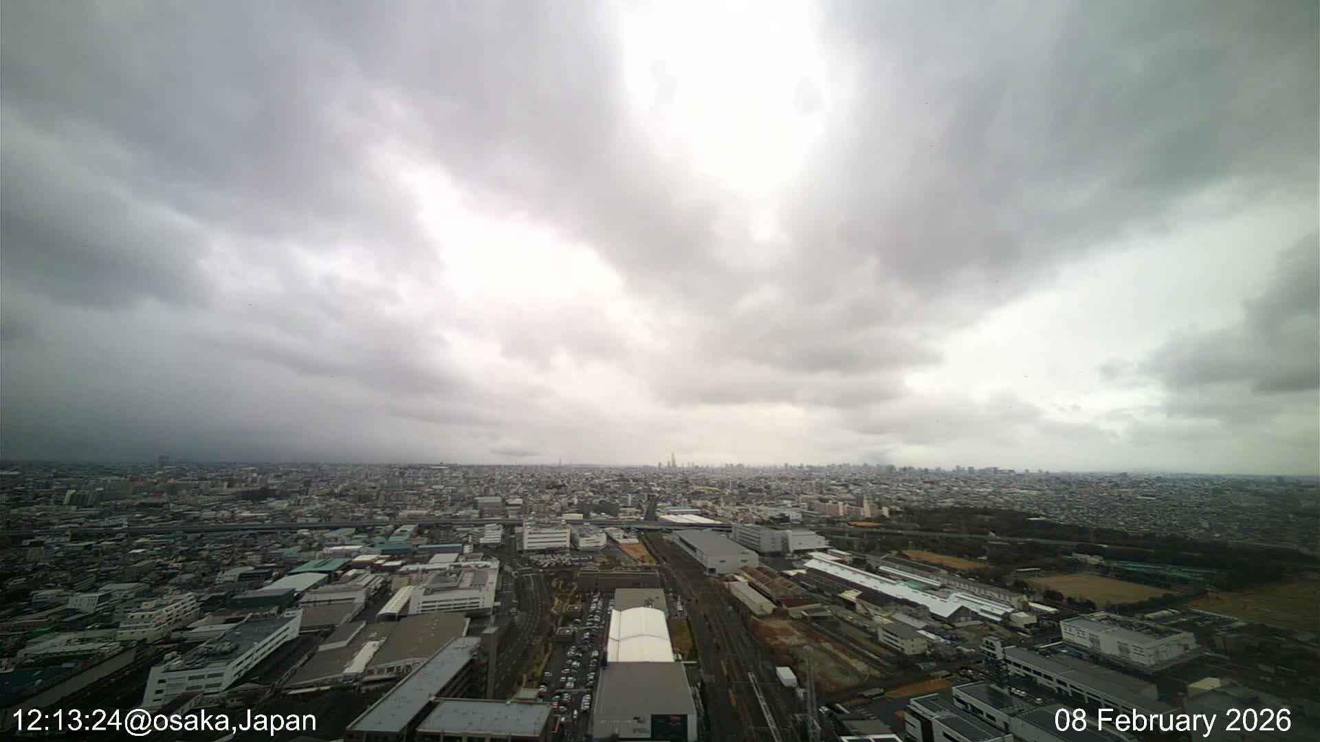 Osaka City Observation Panaromic Wide Angle ( 大阪市街地展望パノラマ広角 ) Live Cam -Ryugecho, Yao, Osaka, Kansai, Honshu, Japan