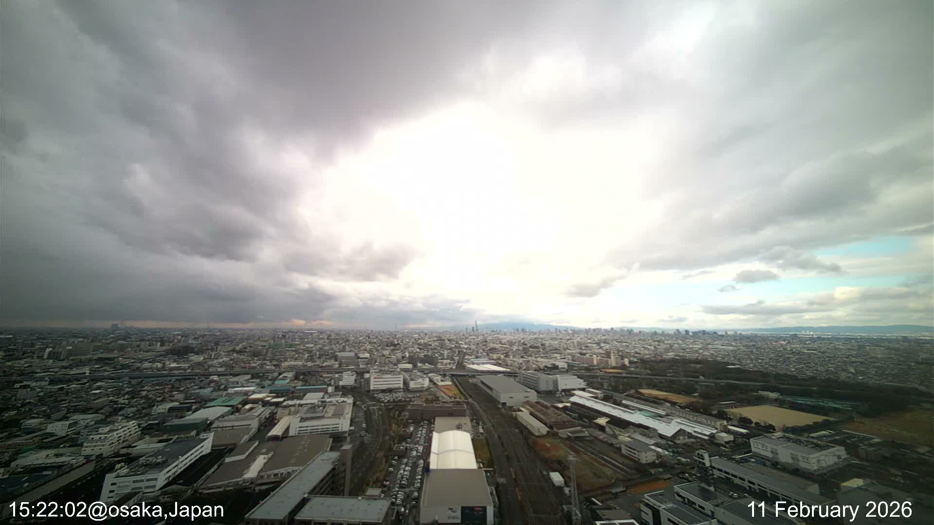Osaka City Observation Panaromic Wide Angle ( 大阪市街地展望パノラマ広角 ) Live Cam -Ryugecho, Yao, Osaka, Kansai, Honshu, Japan