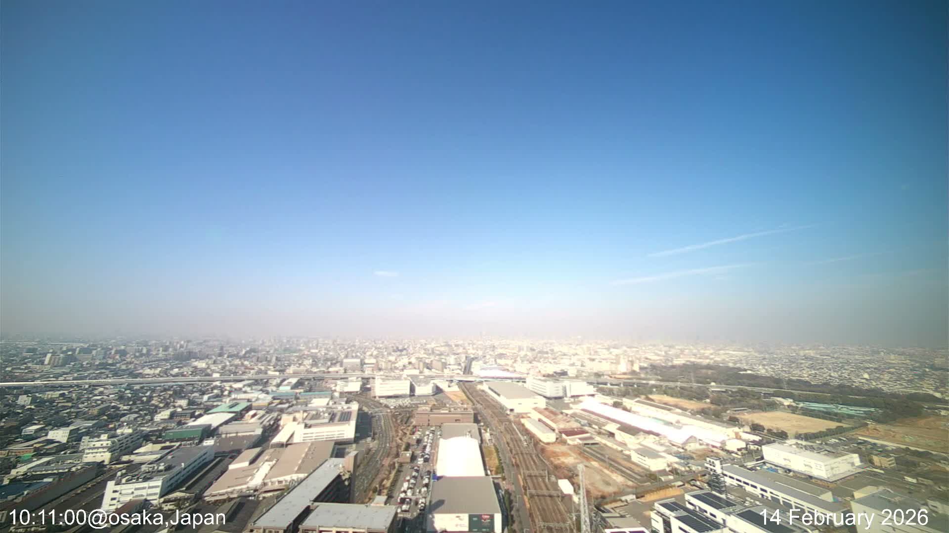 Osaka City Observation Panaromic Wide Angle ( 大阪市街地展望パノラマ広角 ) Live Cam -Ryugecho, Yao, Osaka, Kansai, Honshu, Japan