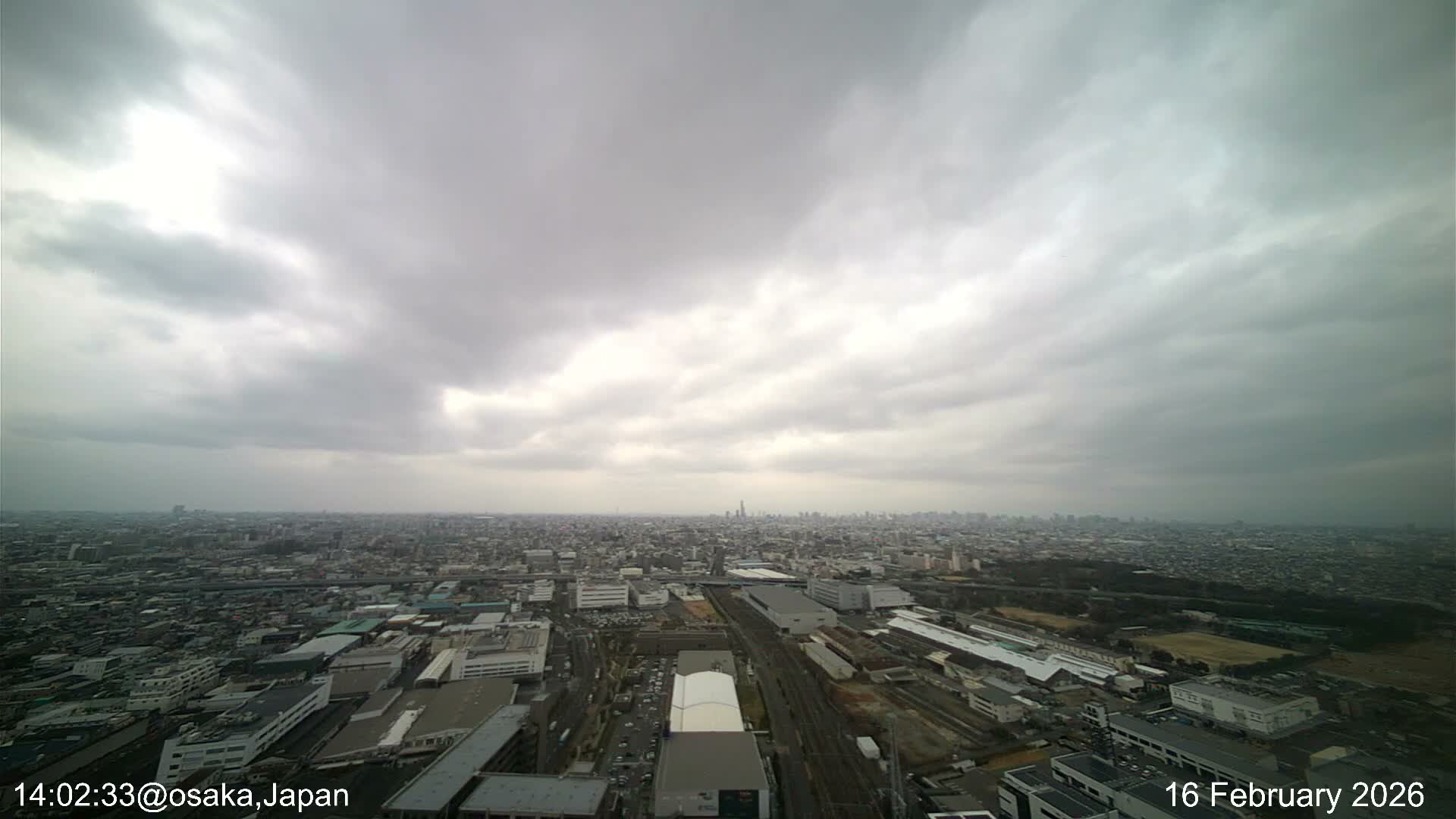 Osaka City Observation Panaromic Wide Angle ( 大阪市街地展望パノラマ広角 ) Live Cam -Ryugecho, Yao, Osaka, Kansai, Honshu, Japan