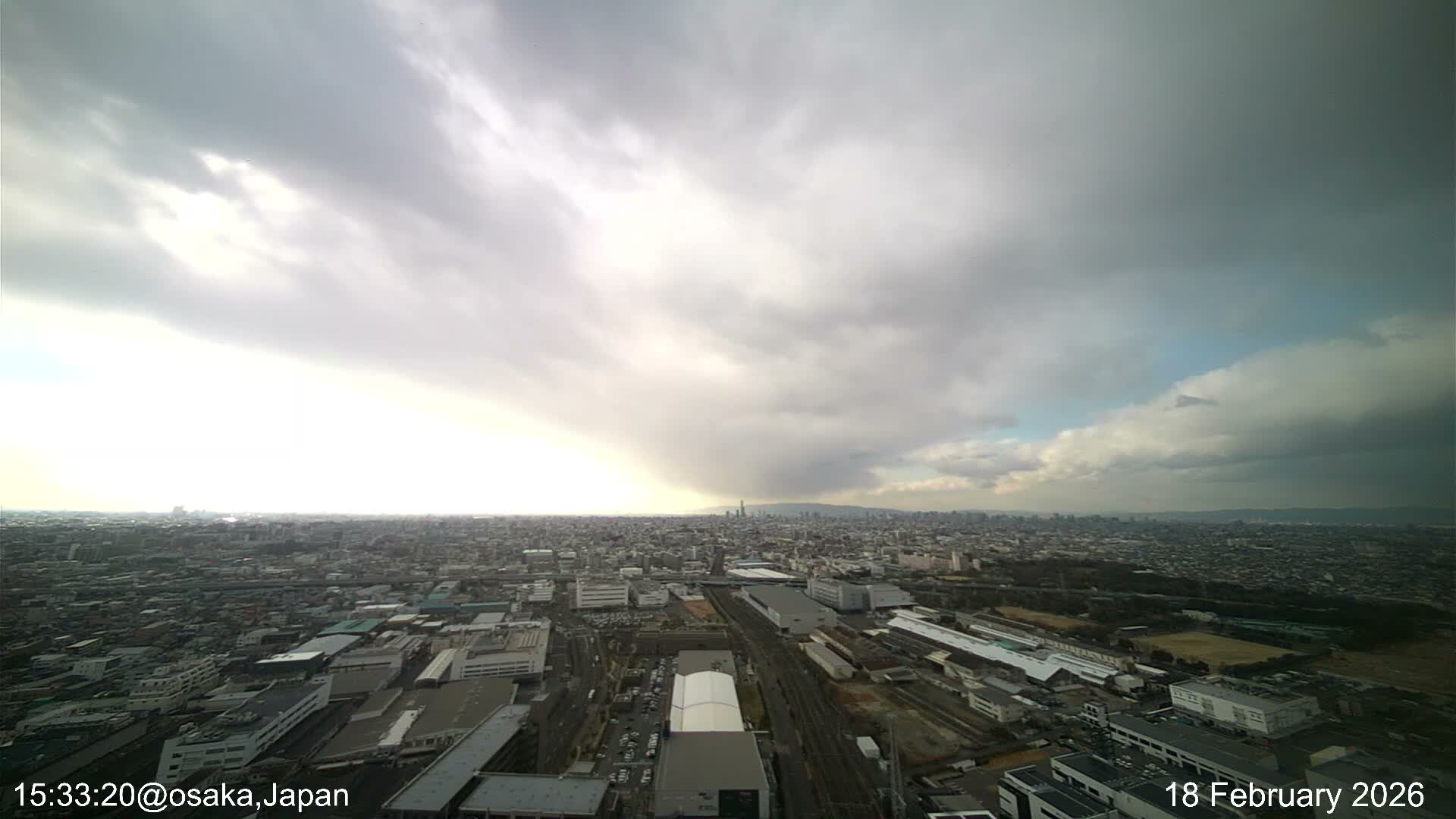 Osaka City Observation Panaromic Wide Angle ( 大阪市街地展望パノラマ広角 ) Live Cam -Ryugecho, Yao, Osaka, Kansai, Honshu, Japan