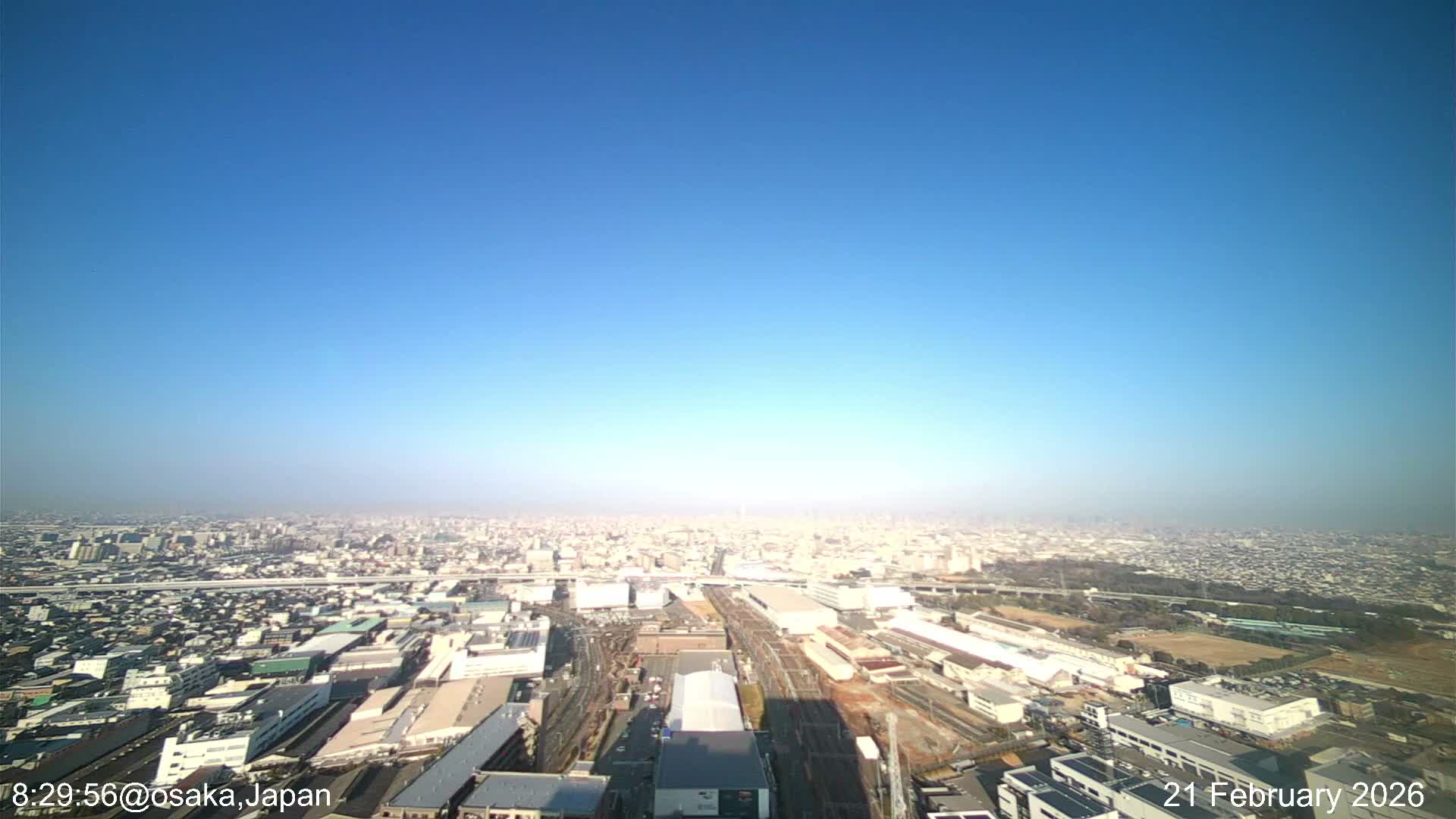 Osaka City Observation Panaromic Wide Angle ( 大阪市街地展望パノラマ広角 ) Live Cam -Ryugecho, Yao, Osaka, Kansai, Honshu, Japan