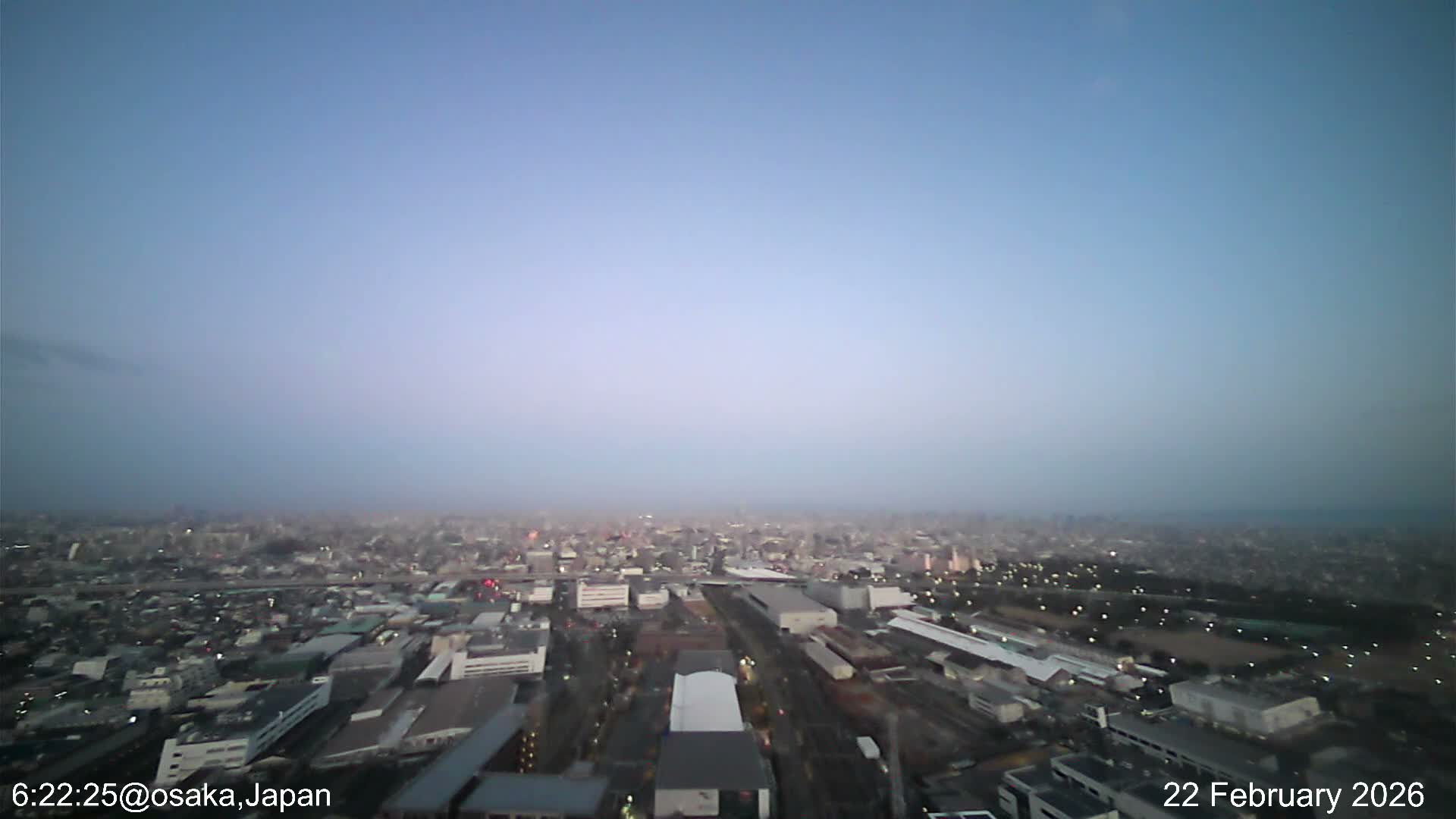 Osaka City Observation Panaromic Wide Angle ( 大阪市街地展望パノラマ広角 ) Live Cam -Ryugecho, Yao, Osaka, Kansai, Honshu, Japan