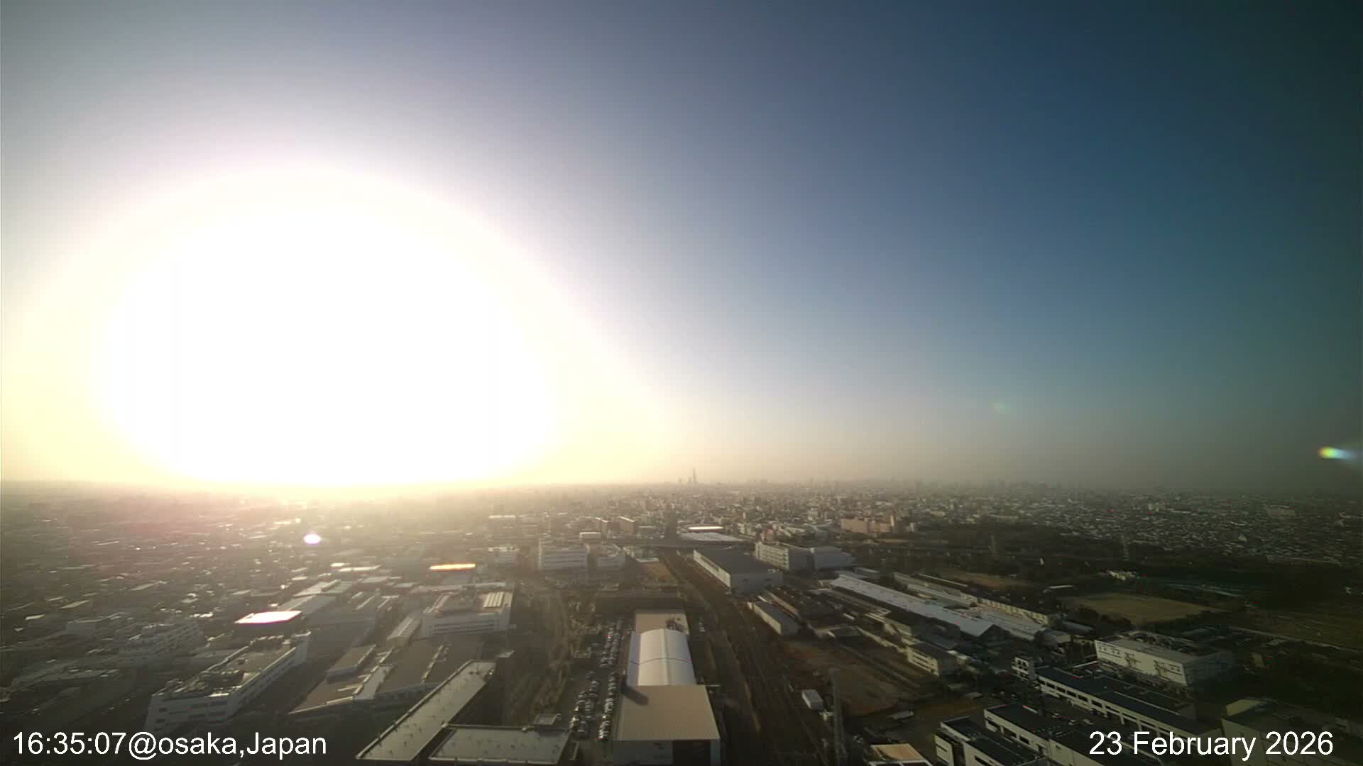 Osaka City Observation Panaromic Wide Angle ( 大阪市街地展望パノラマ広角 ) Live Cam -Ryugecho, Yao, Osaka, Kansai, Honshu, Japan