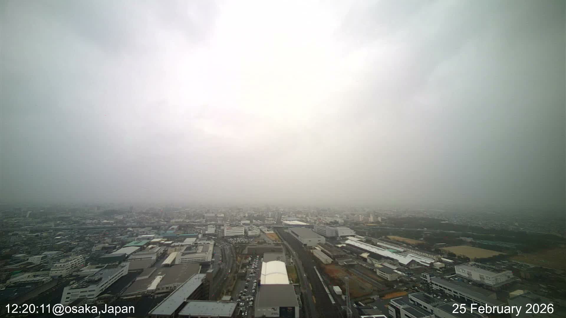 Osaka City Observation Panaromic Wide Angle ( 大阪市街地展望パノラマ広角 ) Live Cam -Ryugecho, Yao, Osaka, Kansai, Honshu, Japan