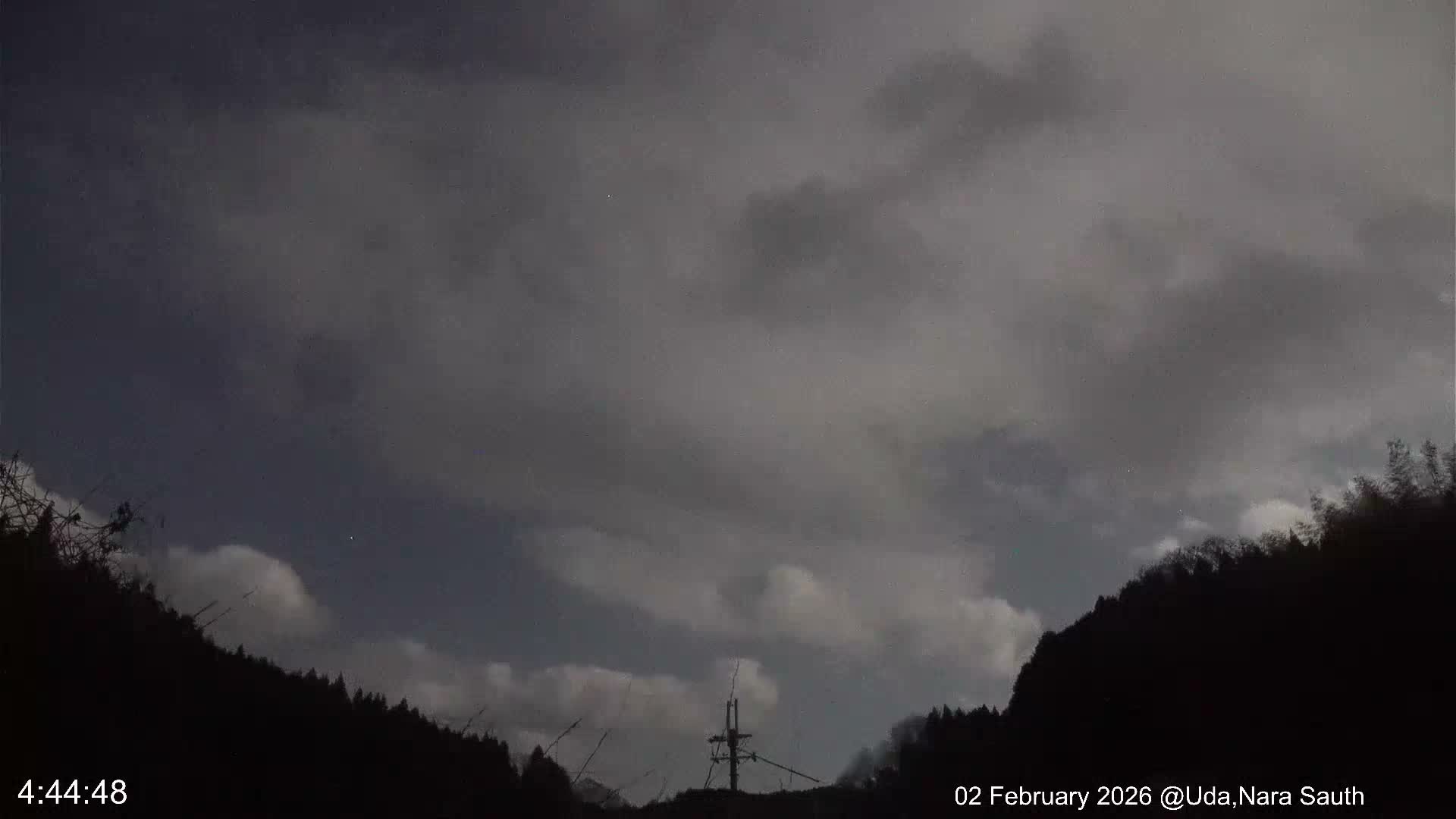 Uda Sky, Star, Meteor Observation toward South ( 宇田の空、星、南の流星観測 ) Live Cam - Muroushimotaguchi, Uda Shi, Nara, Kansai, Honshu, Japan