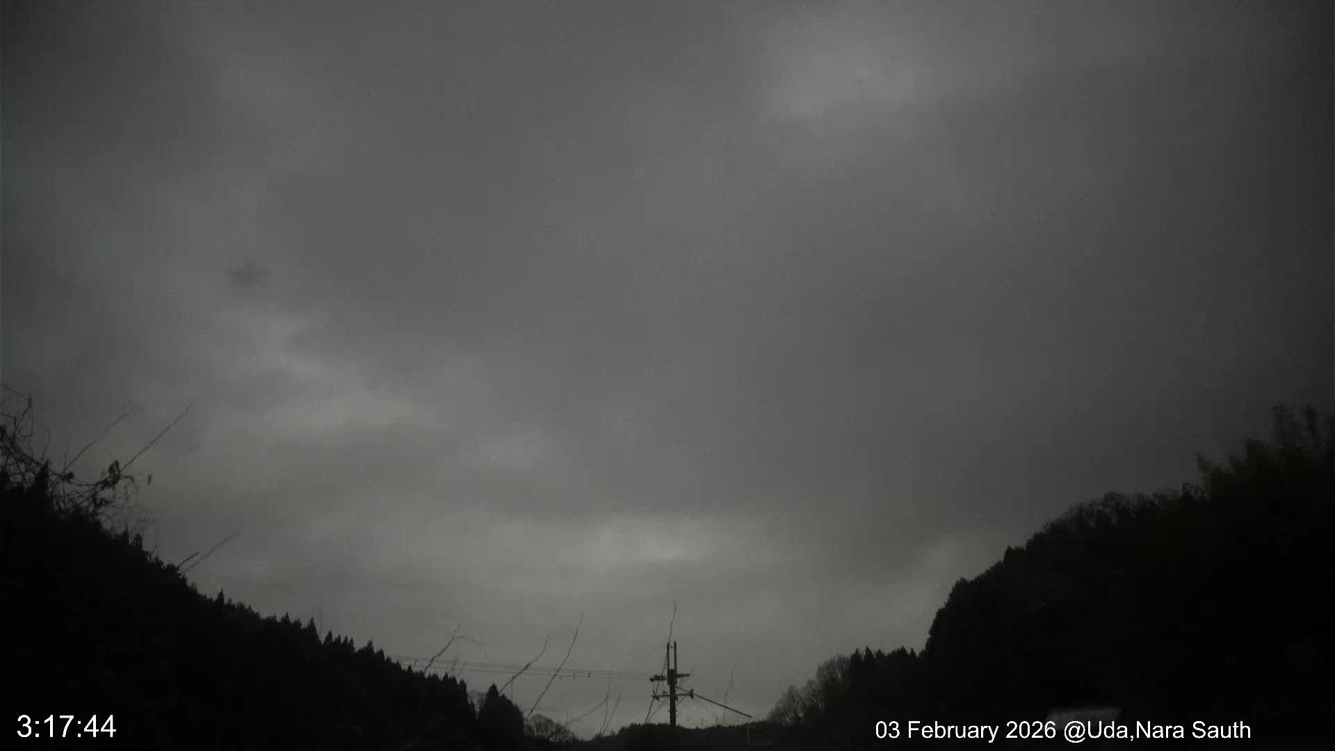 Uda Sky, Star, Meteor Observation toward South ( 宇田の空、星、南の流星観測 ) Live Cam - Muroushimotaguchi, Uda Shi, Nara, Kansai, Honshu, Japan