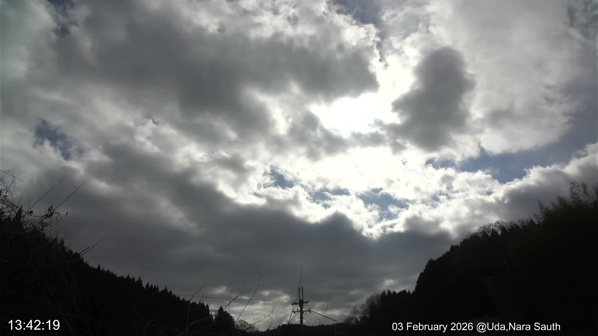 Uda Sky, Star, Meteor Observation toward South ( 宇田の空、星、南の流星観測 ) Live Cam - Muroushimotaguchi, Uda Shi, Nara, Kansai, Honshu, Japan