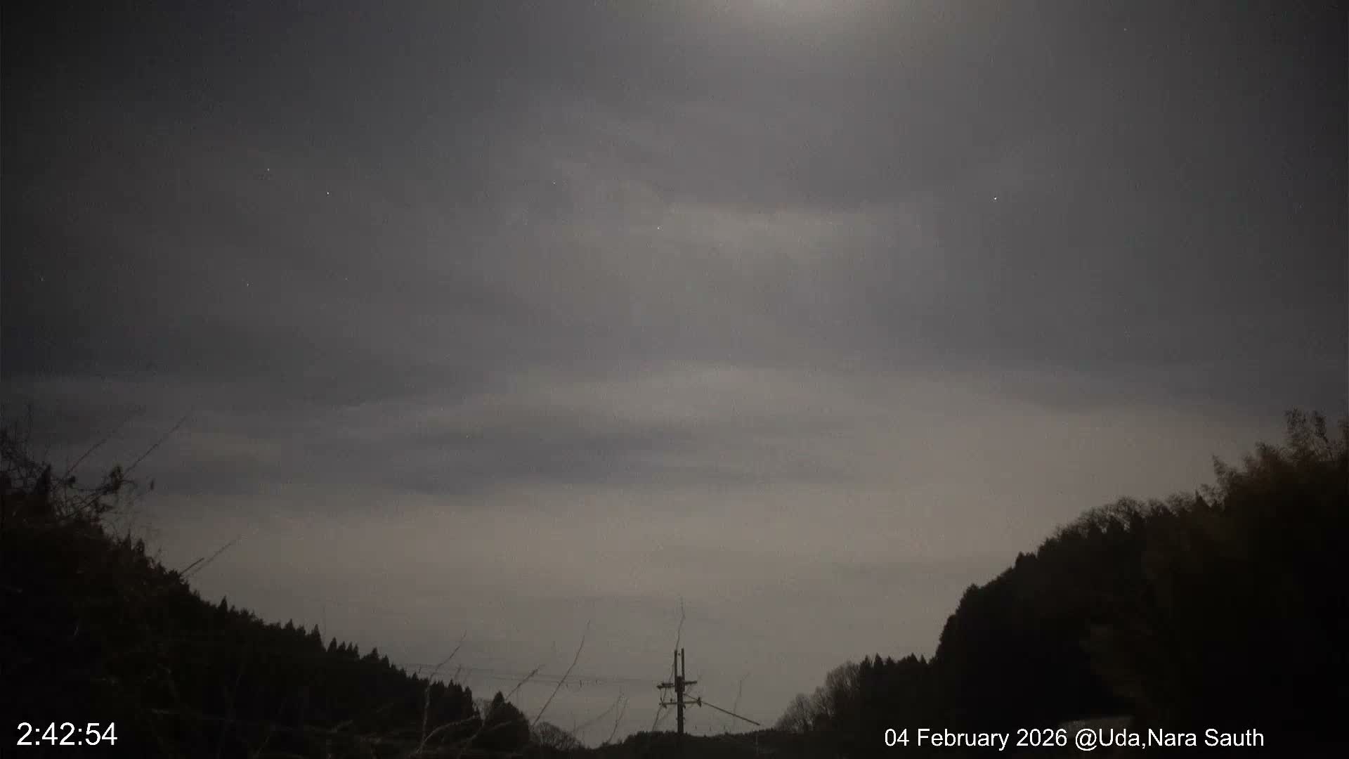 Uda Sky, Star, Meteor Observation toward South ( 宇田の空、星、南の流星観測 ) Live Cam - Muroushimotaguchi, Uda Shi, Nara, Kansai, Honshu, Japan