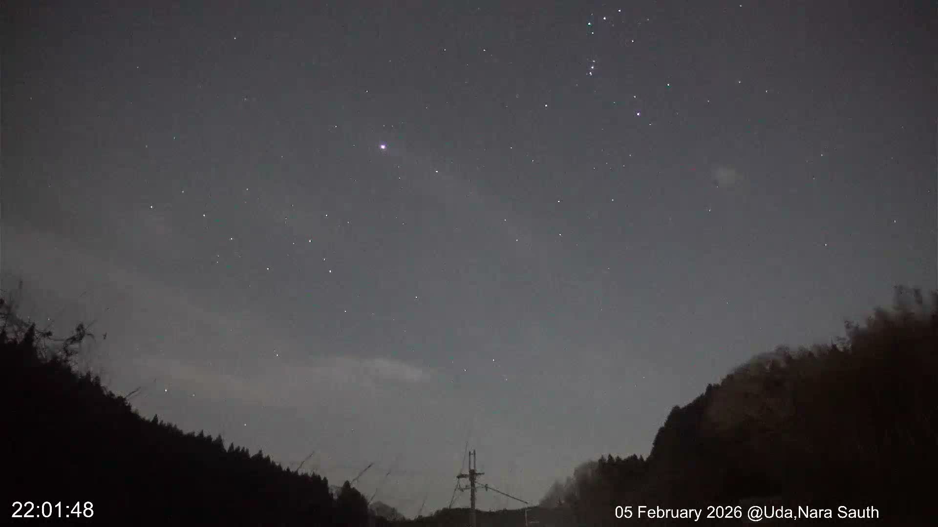 Uda Sky, Star, Meteor Observation toward South ( 宇田の空、星、南の流星観測 ) Live Cam - Muroushimotaguchi, Uda Shi, Nara, Kansai, Honshu, Japan