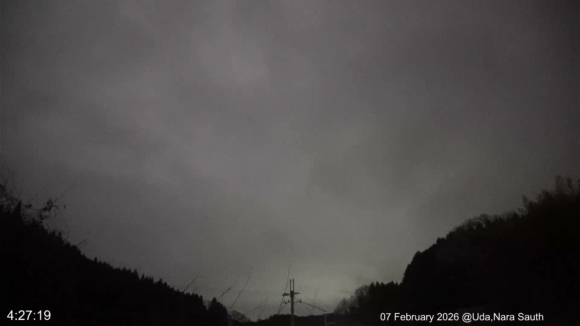 Uda Sky, Star, Meteor Observation toward South ( 宇田の空、星、南の流星観測 ) Live Cam - Muroushimotaguchi, Uda Shi, Nara, Kansai, Honshu, Japan