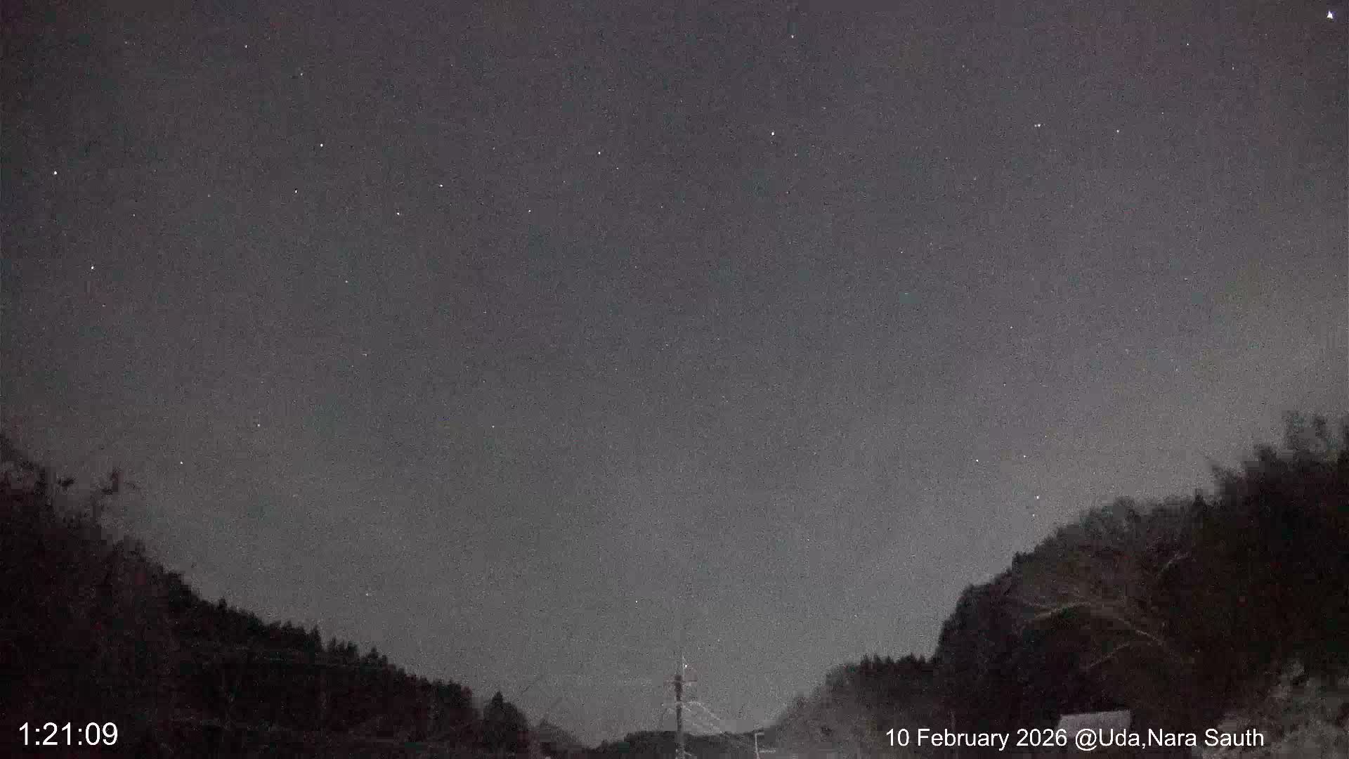 Uda Sky, Star, Meteor Observation toward South ( 宇田の空、星、南の流星観測 ) Live Cam - Muroushimotaguchi, Uda Shi, Nara, Kansai, Honshu, Japan