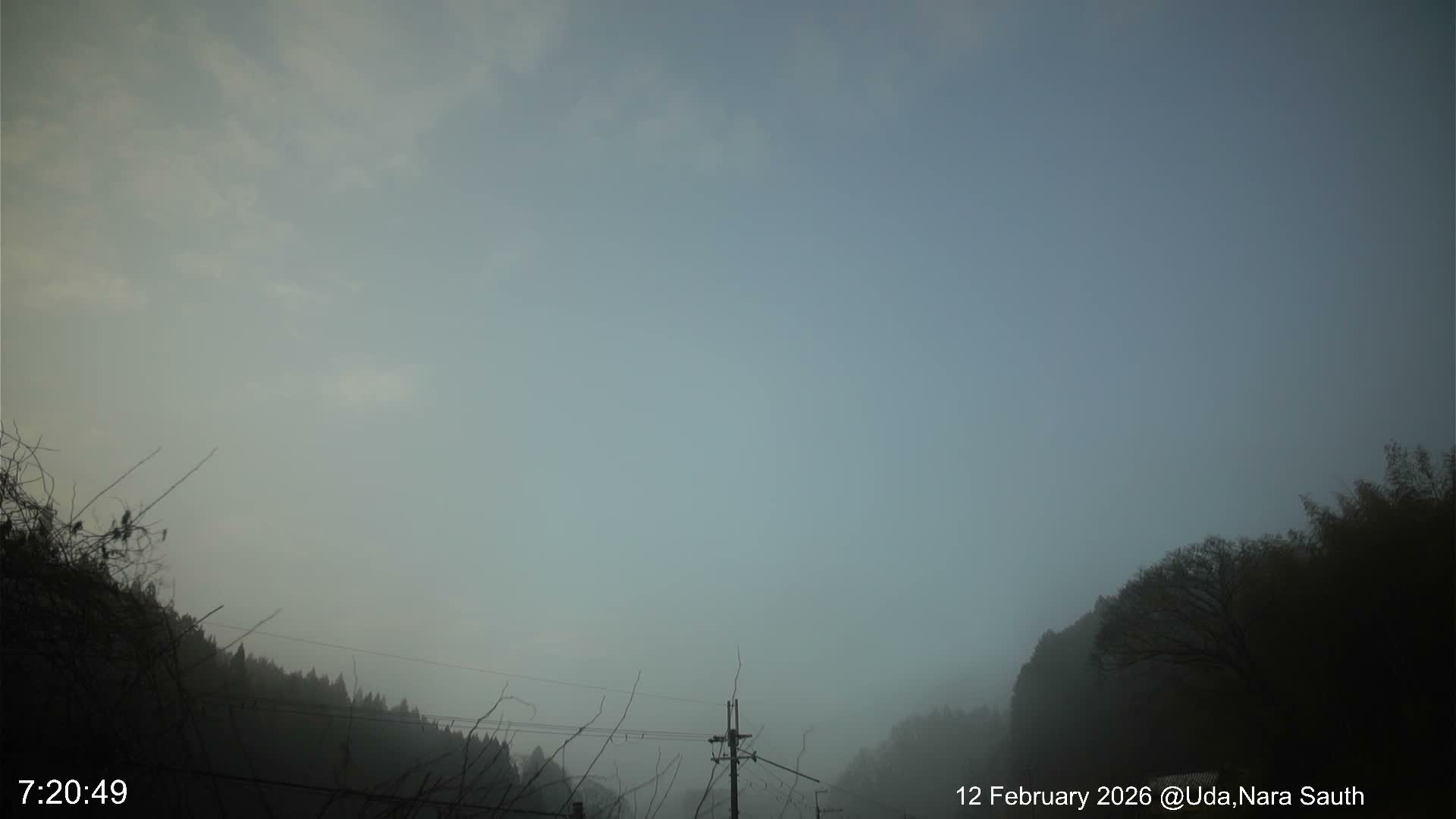 Uda Sky, Star, Meteor Observation toward South ( 宇田の空、星、南の流星観測 ) Live Cam - Muroushimotaguchi, Uda Shi, Nara, Kansai, Honshu, Japan