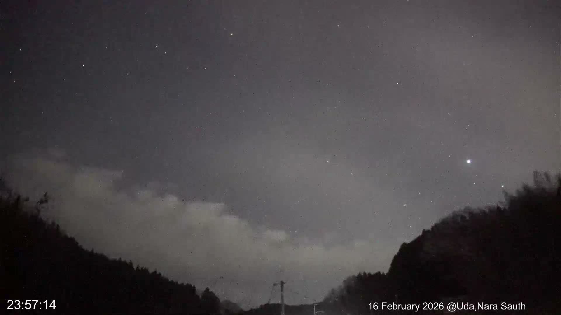 Uda Sky, Star, Meteor Observation toward South ( 宇田の空、星、南の流星観測 ) Live Cam - Muroushimotaguchi, Uda Shi, Nara, Kansai, Honshu, Japan
