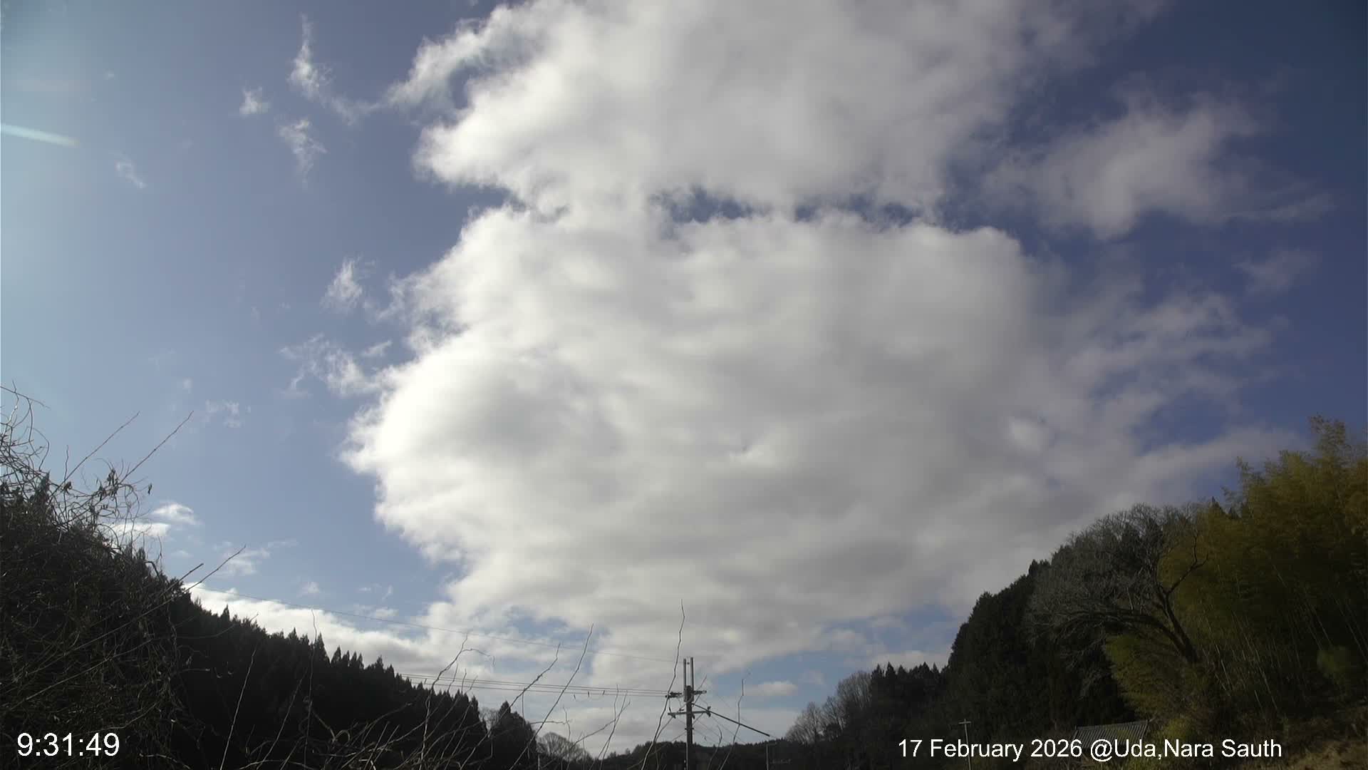 Uda Sky, Star, Meteor Observation toward South ( 宇田の空、星、南の流星観測 ) Live Cam - Muroushimotaguchi, Uda Shi, Nara, Kansai, Honshu, Japan