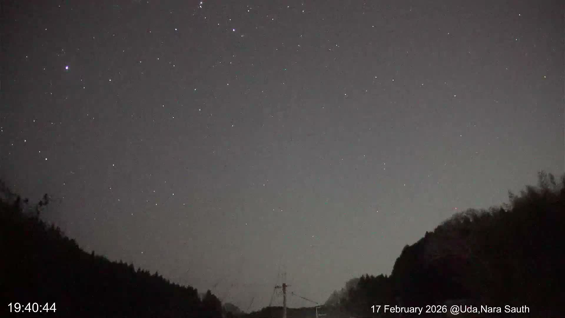 Uda Sky, Star, Meteor Observation toward South ( 宇田の空、星、南の流星観測 ) Live Cam - Muroushimotaguchi, Uda Shi, Nara, Kansai, Honshu, Japan