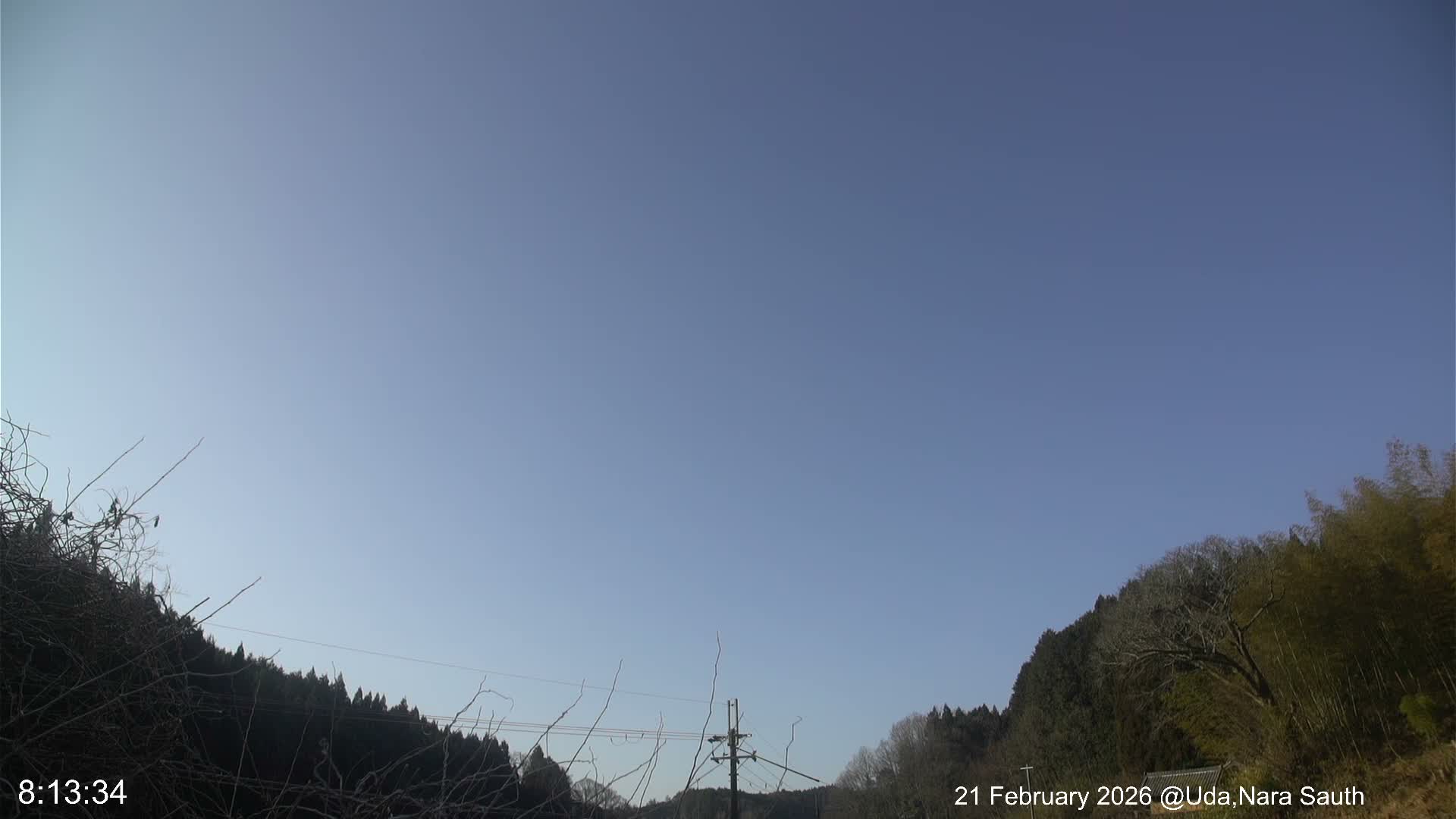 Uda Sky, Star, Meteor Observation toward South ( 宇田の空、星、南の流星観測 ) Live Cam - Muroushimotaguchi, Uda Shi, Nara, Kansai, Honshu, Japan