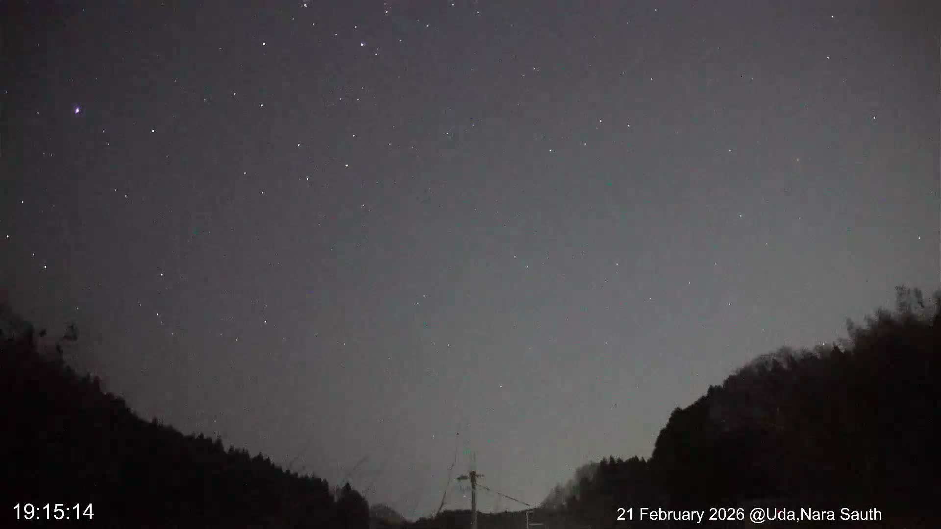 Uda Sky, Star, Meteor Observation toward South ( 宇田の空、星、南の流星観測 ) Live Cam - Muroushimotaguchi, Uda Shi, Nara, Kansai, Honshu, Japan