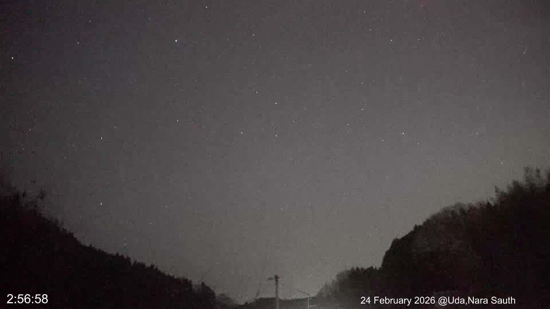 Uda Sky, Star, Meteor Observation toward South ( 宇田の空、星、南の流星観測 ) Live Cam - Muroushimotaguchi, Uda Shi, Nara, Kansai, Honshu, Japan