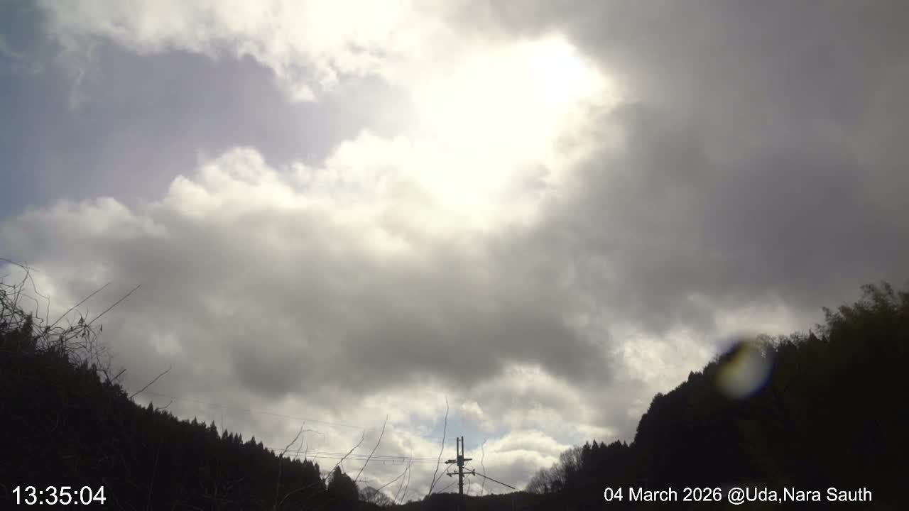 Uda Sky, Star, Meteor Observation toward South ( 宇田の空、星、南の流星観測 ) Live Cam - Muroushimotaguchi, Uda Shi, Nara, Kansai, Honshu, Japan