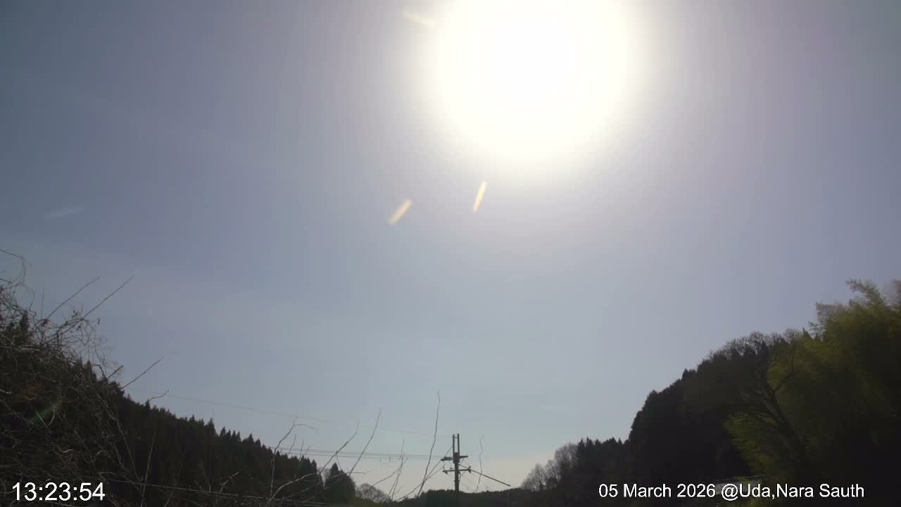 Uda Sky, Star, Meteor Observation toward South ( 宇田の空、星、南の流星観測 ) Live Cam - Muroushimotaguchi, Uda Shi, Nara, Kansai, Honshu, Japan