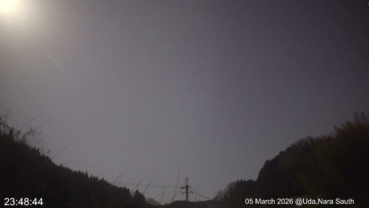 Uda Sky, Star, Meteor Observation toward South ( 宇田の空、星、南の流星観測 ) Live Cam - Muroushimotaguchi, Uda Shi, Nara, Kansai, Honshu, Japan